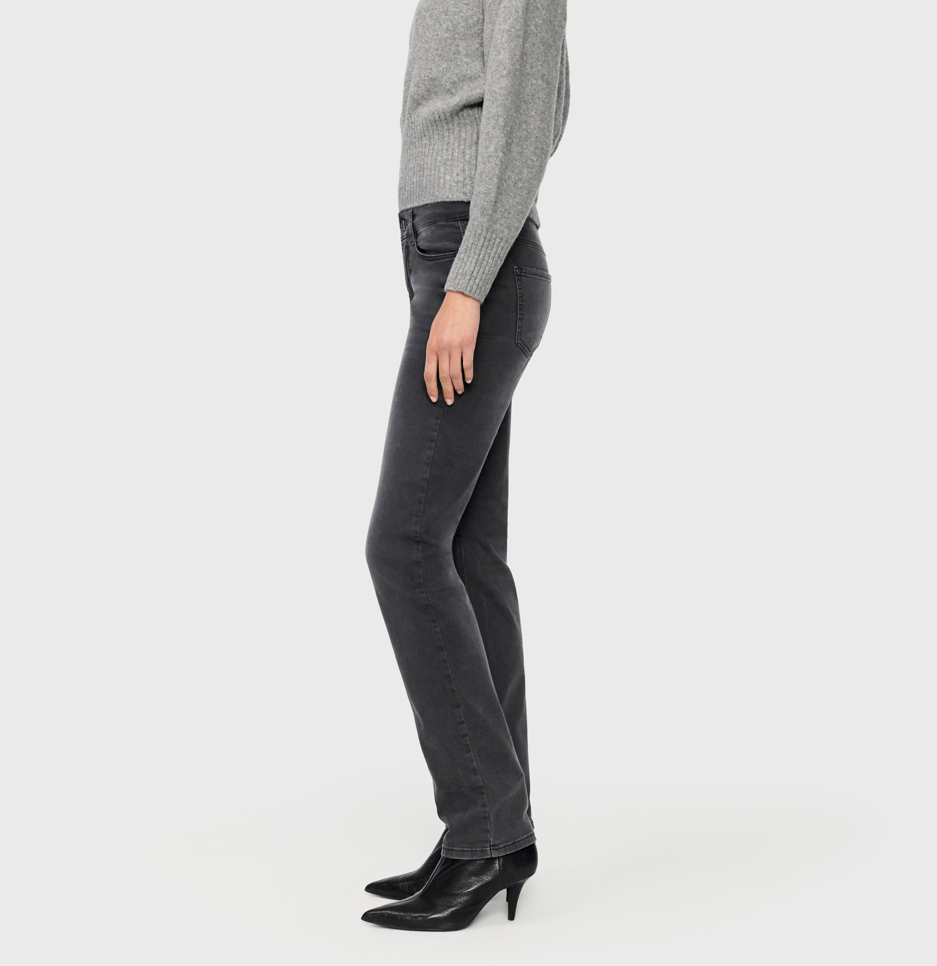 Straight jeans with shaping effect. | DREAM | anthra fancy wash | Side view of model
