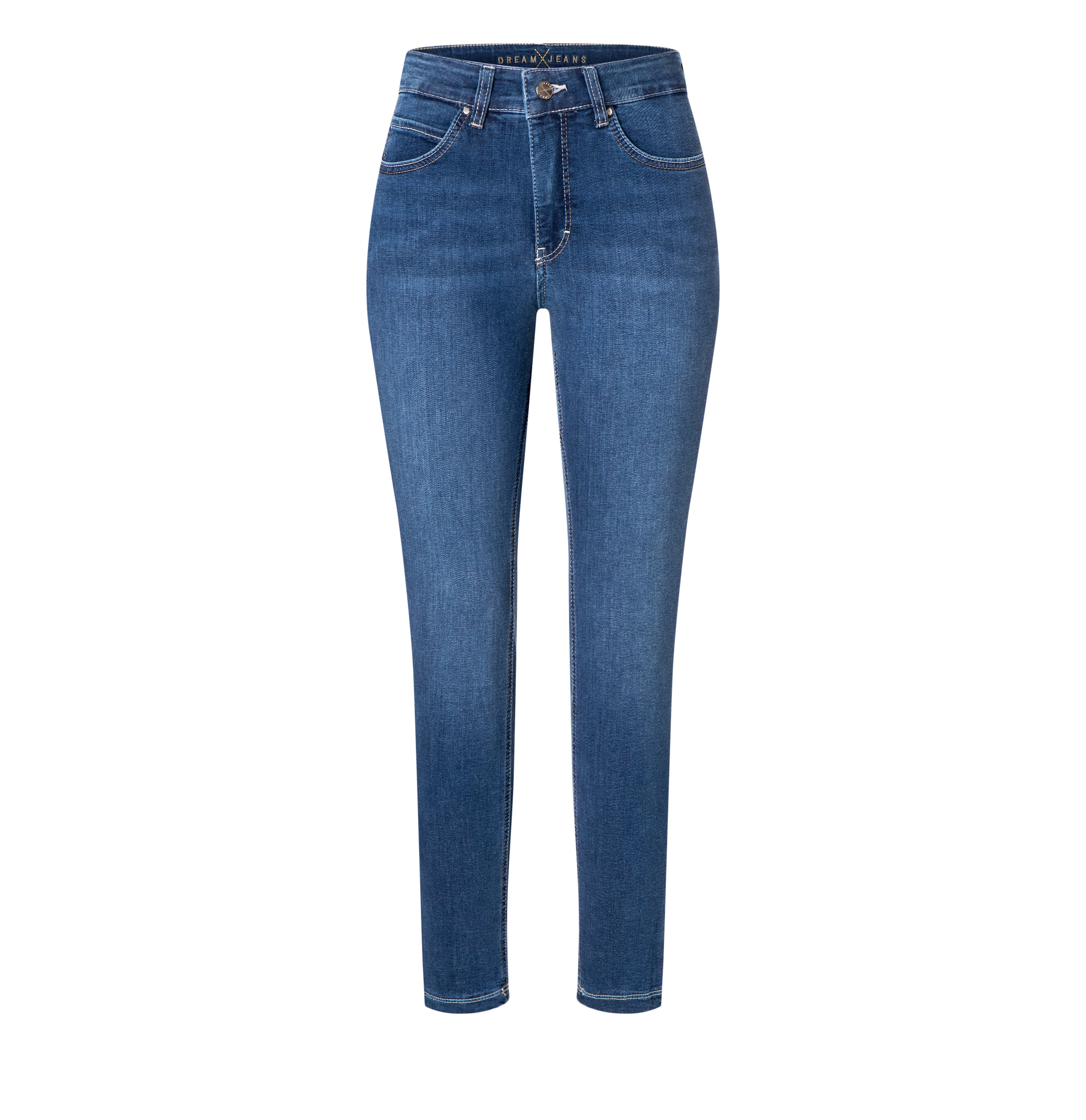 Skinny jeans with shaping effect. | DREAM SKINNY | mid blue authentic wash | Front view of bust