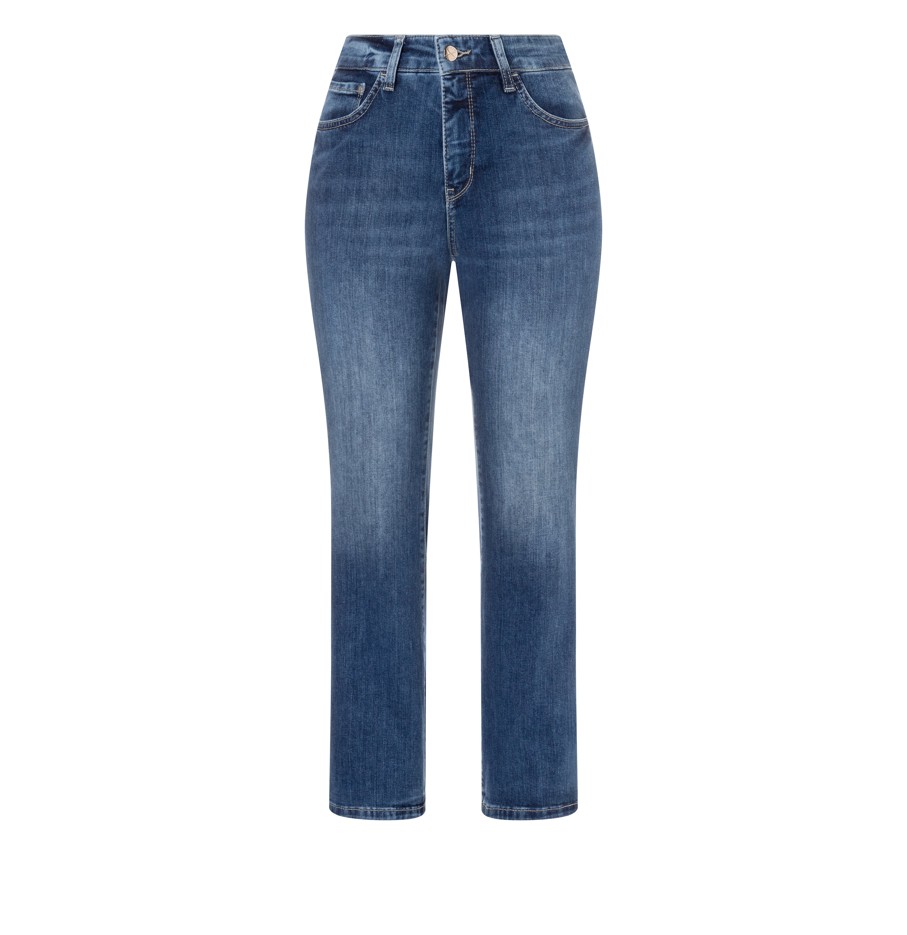 Modern kick jeans with shaping effect. | DREAM KICK authentic | outworn blue basic | Front view of bust