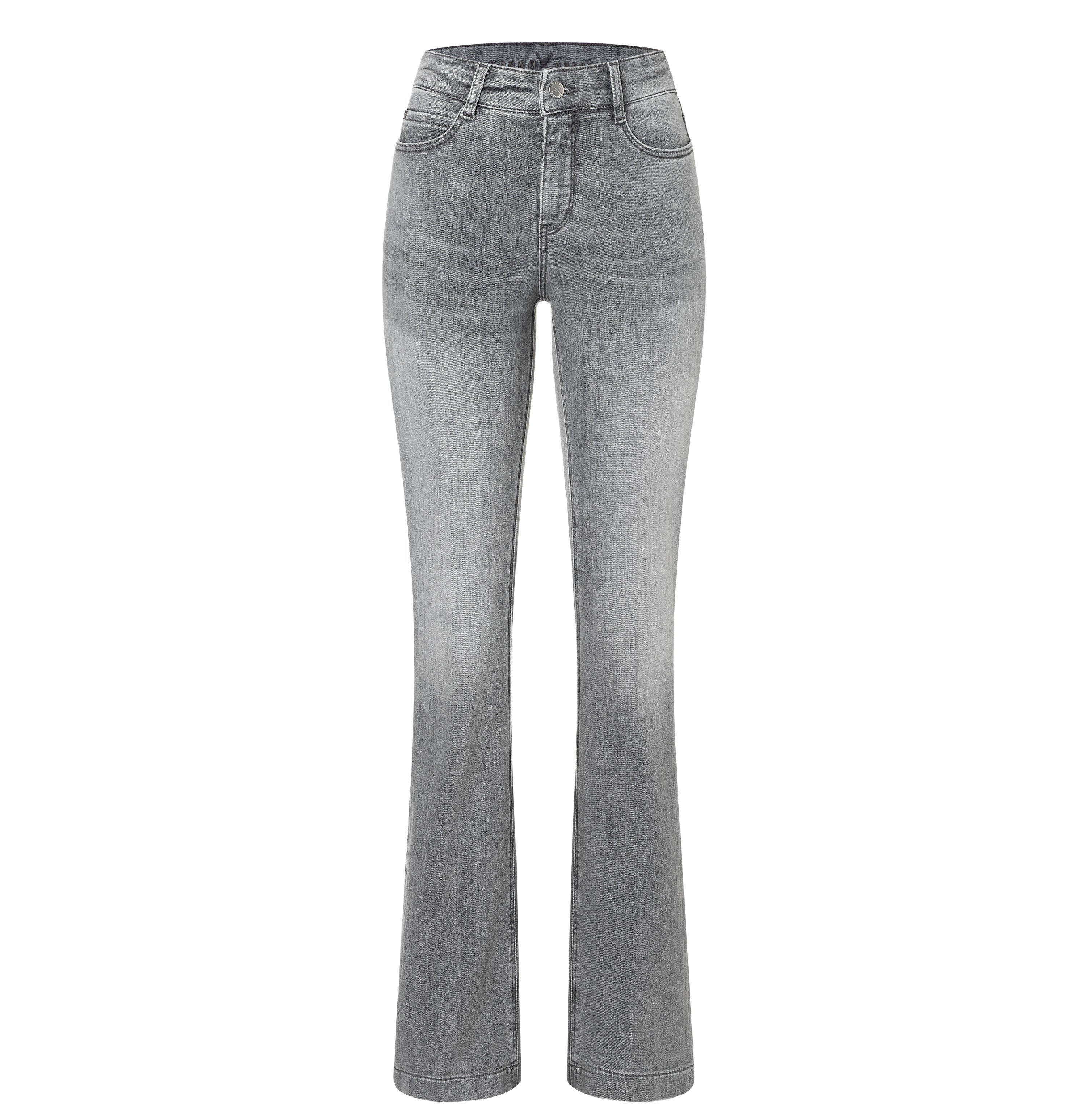 Flared fit with figure-shaping effect. | DREAM BOOT authentic | mid grey authentic wash | Front view of bust