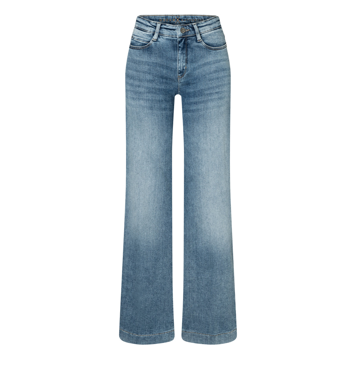 Wide fit made from hyper stretch denim. | DREAM WIDE authentic | authentic sky blue wash | Front view of bust