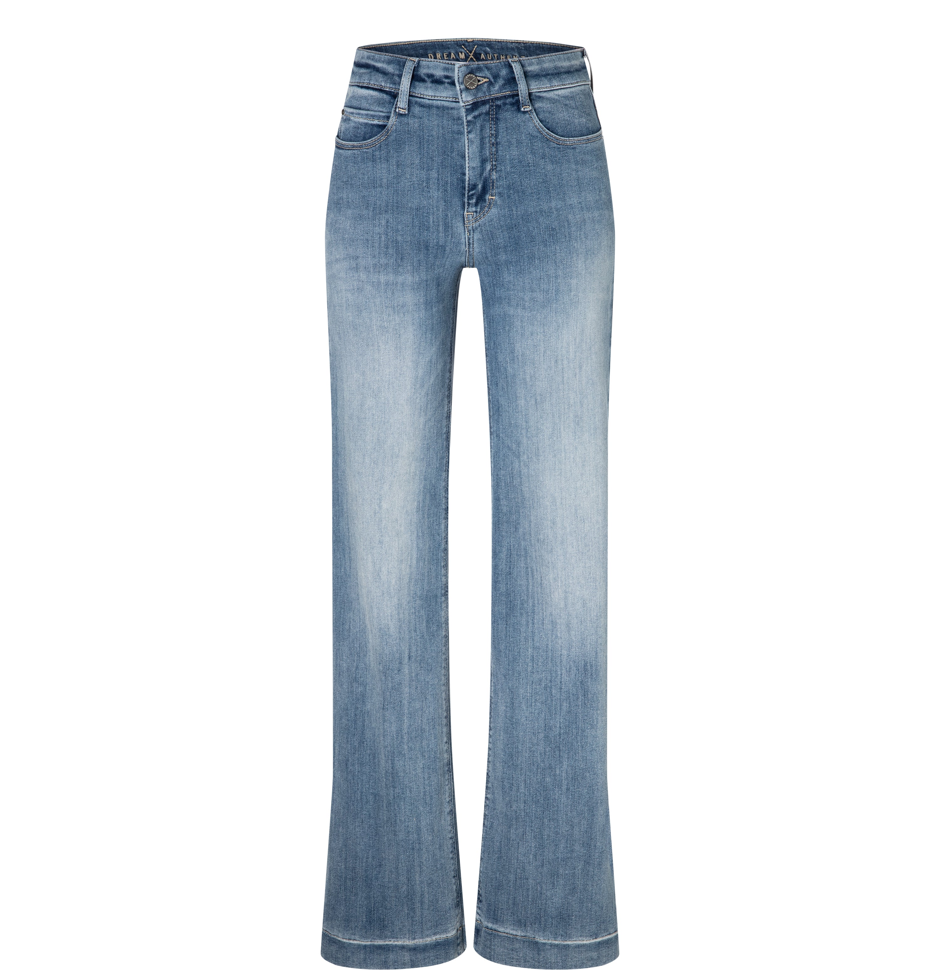Wide shaping jeans with an authentic look. | DREAM WIDE authentic | authentic sky blue wash | Front view of bust