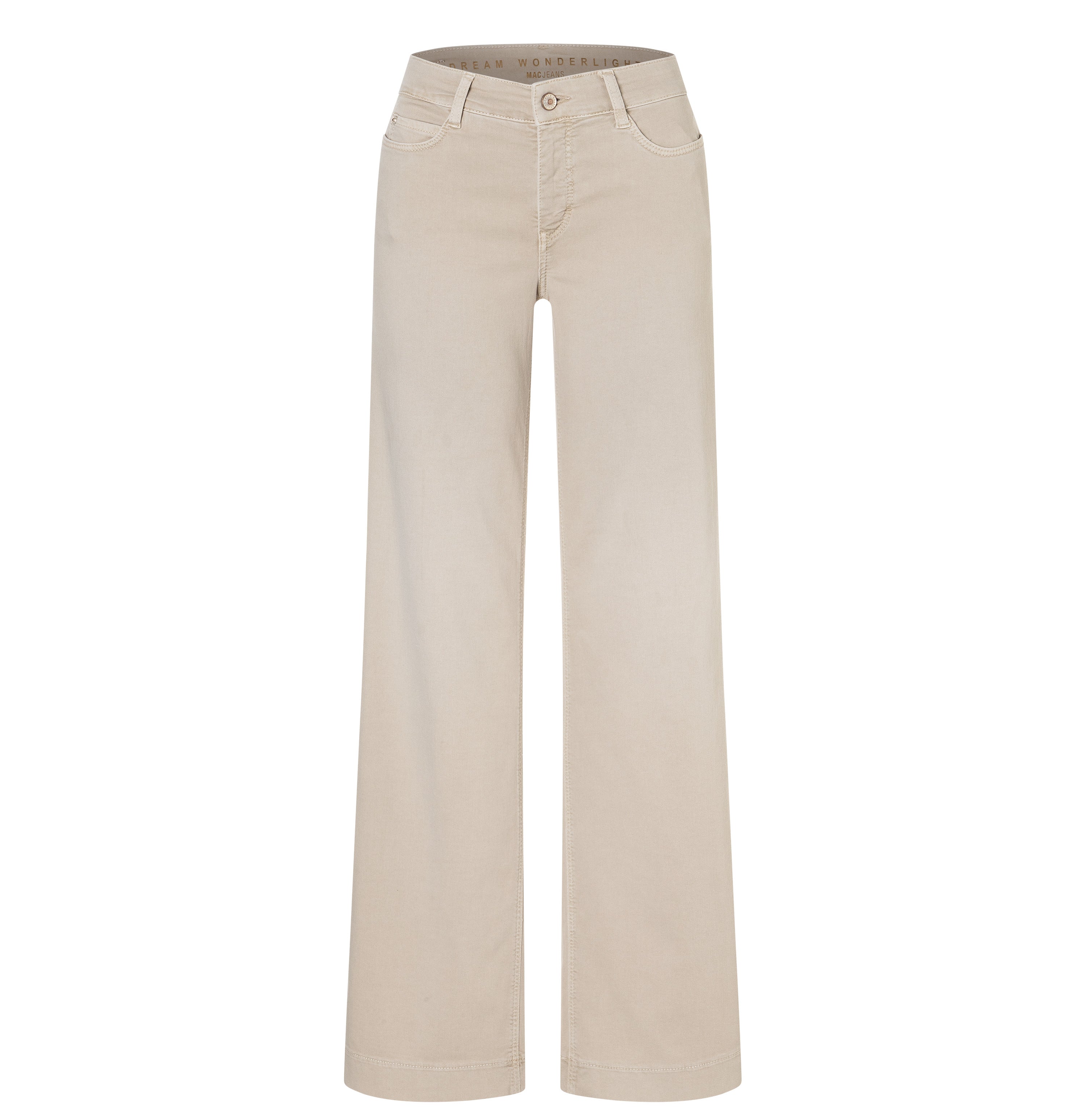 Wide, light jeans with shaping effect. | DREAM WIDE | smoothly beige | Front view of bust