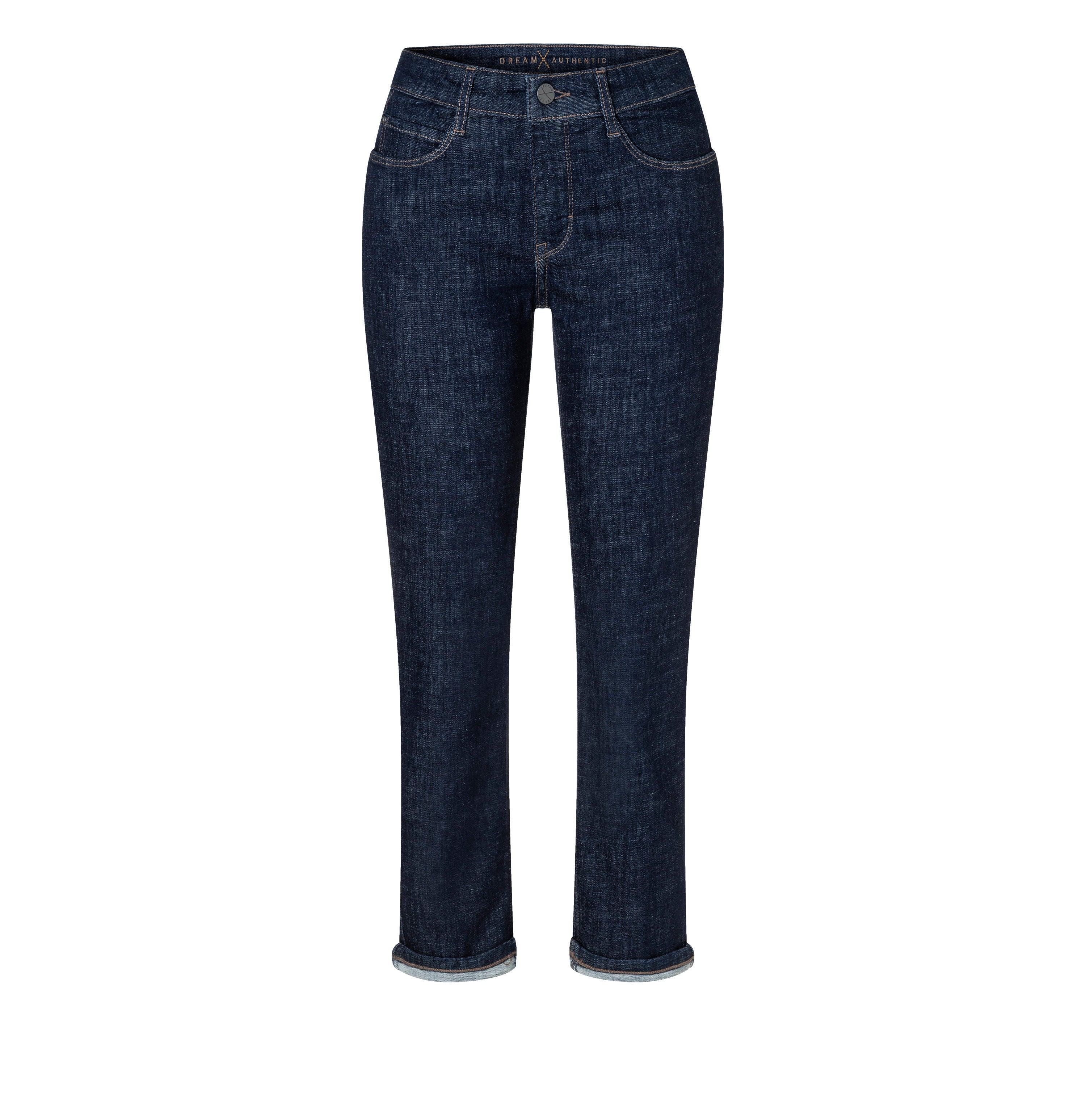 Straight shaping jeans with turned-up hem. | DREAM cropped auth. | fashion rinsed | Front view of bust