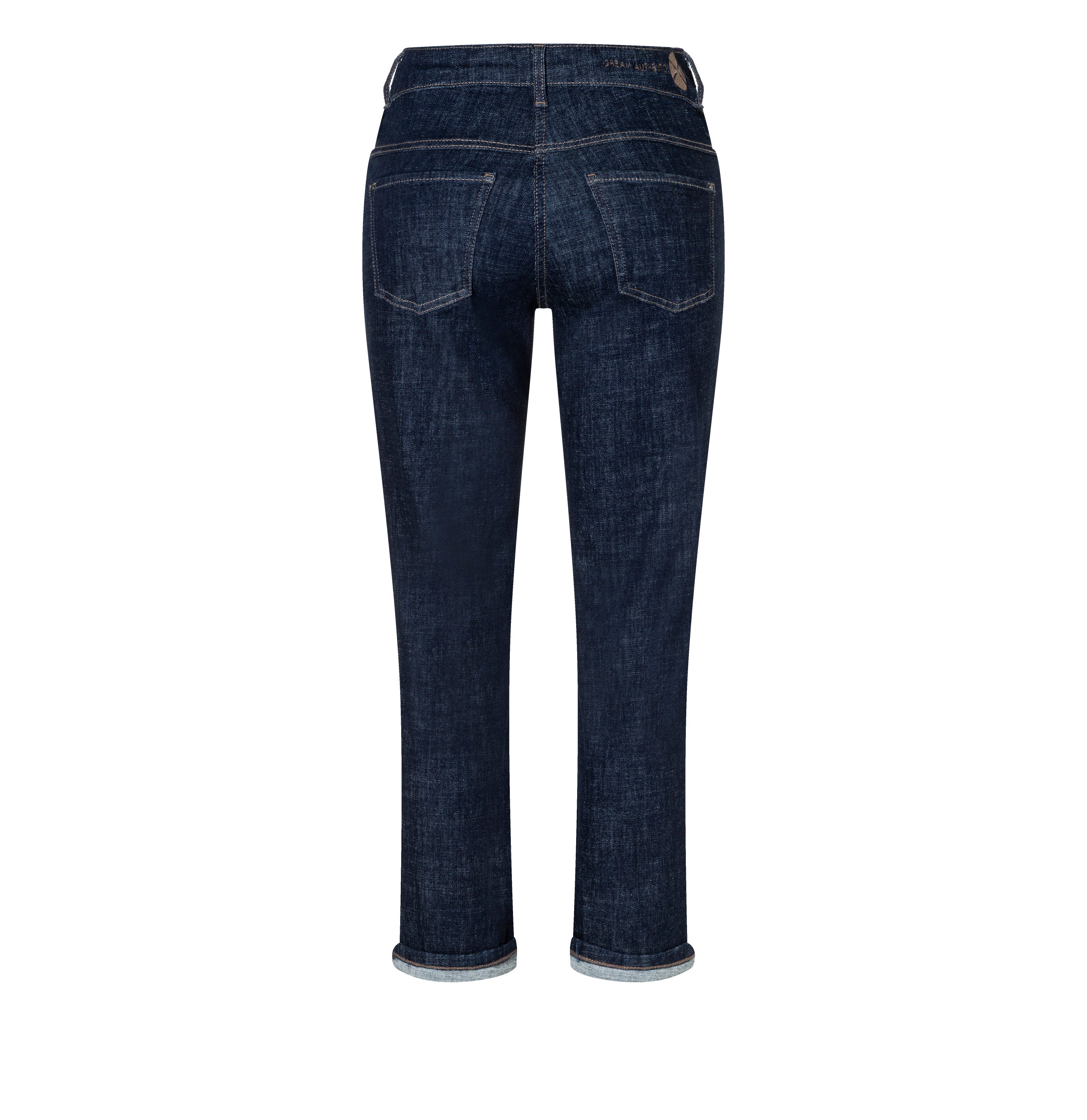 Straight shaping jeans with turned-up hem. | DREAM cropped auth. | fashion rinsed | Back view of bust