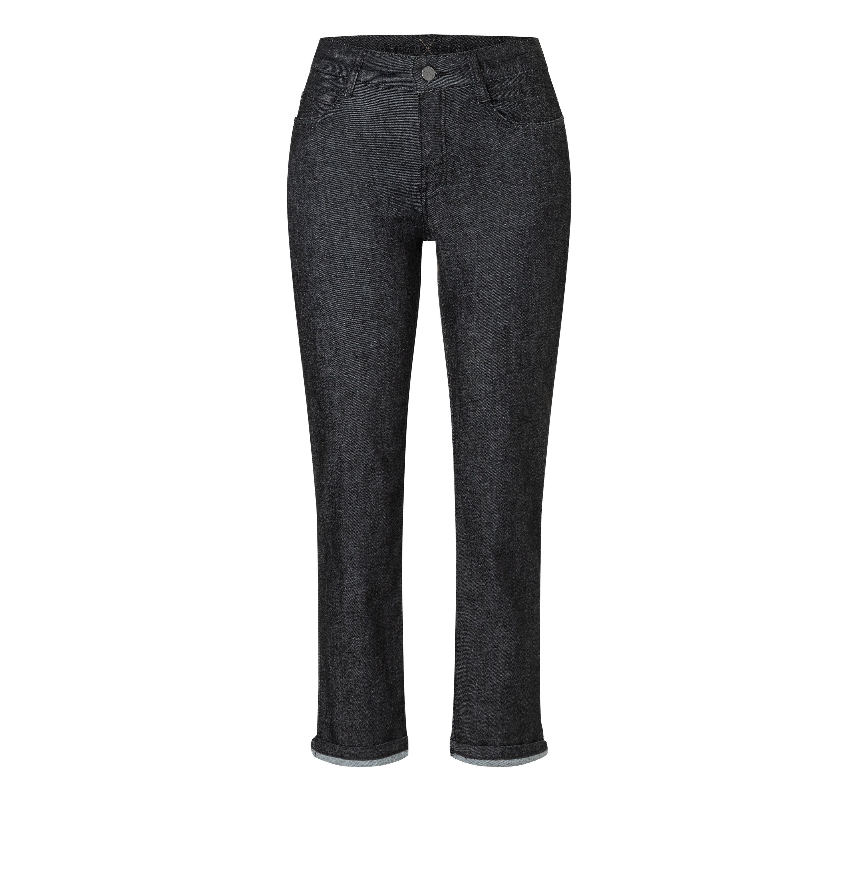 Straight shaping jeans with turned-up hem. | DREAM cropped auth. | fashion rinsed | Front view of bust