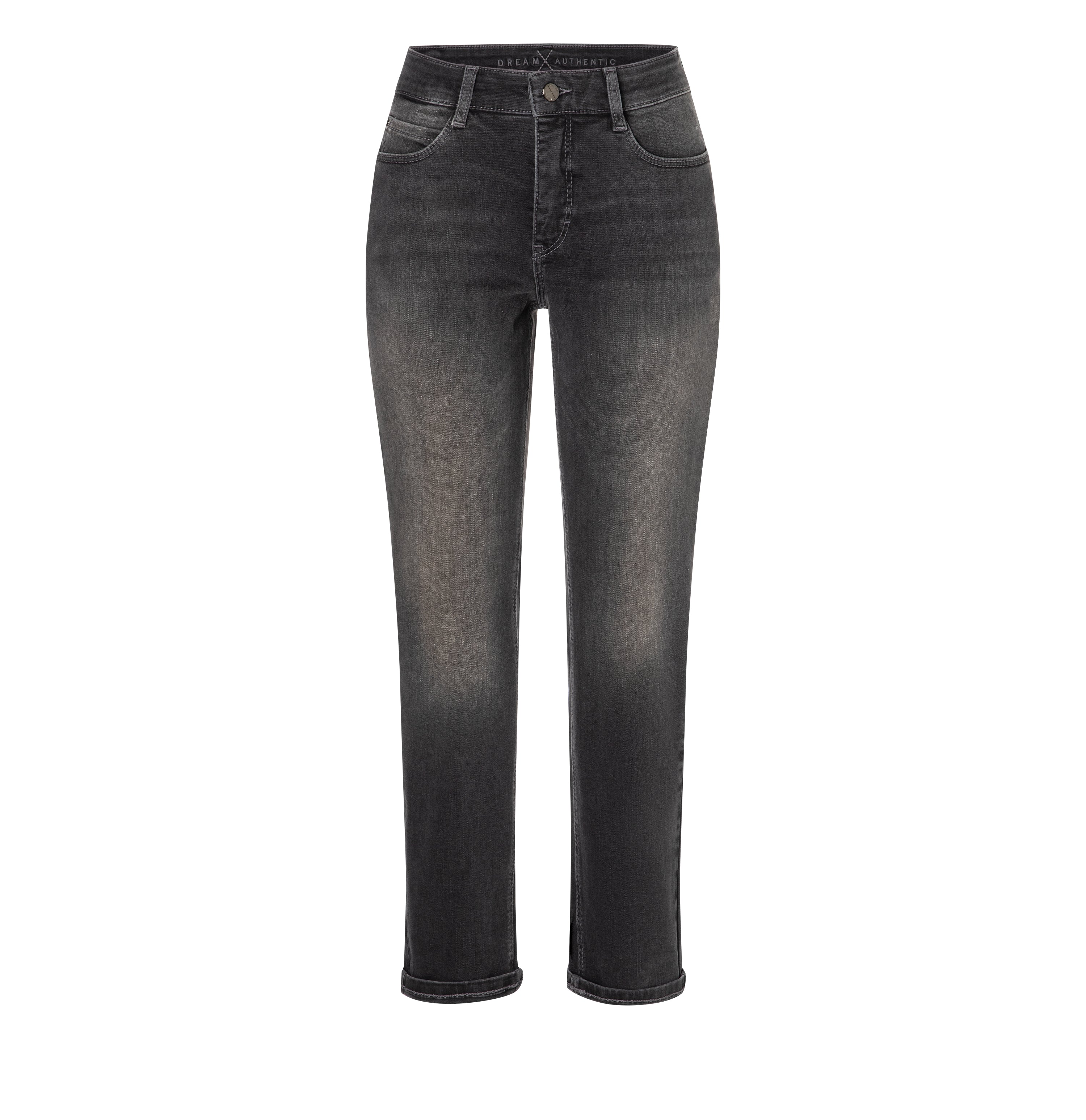 Straight cut jeans made of DREAM denim. | DREAM cropped auth. | brown black authentic | Front view of bust