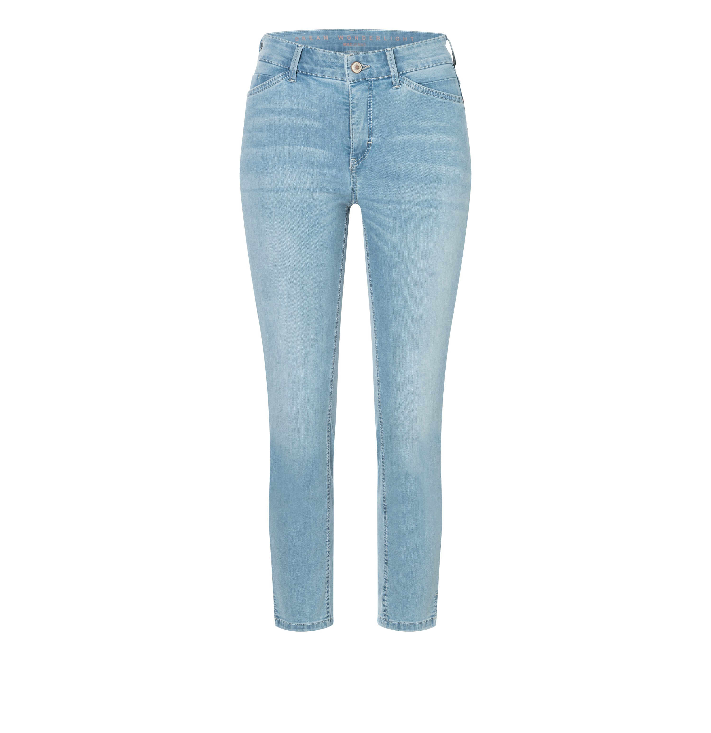 Figure-shaping slim jeans in a light modal blend. | DREAM SUMMER | exotic midblue wash | Front view of bust