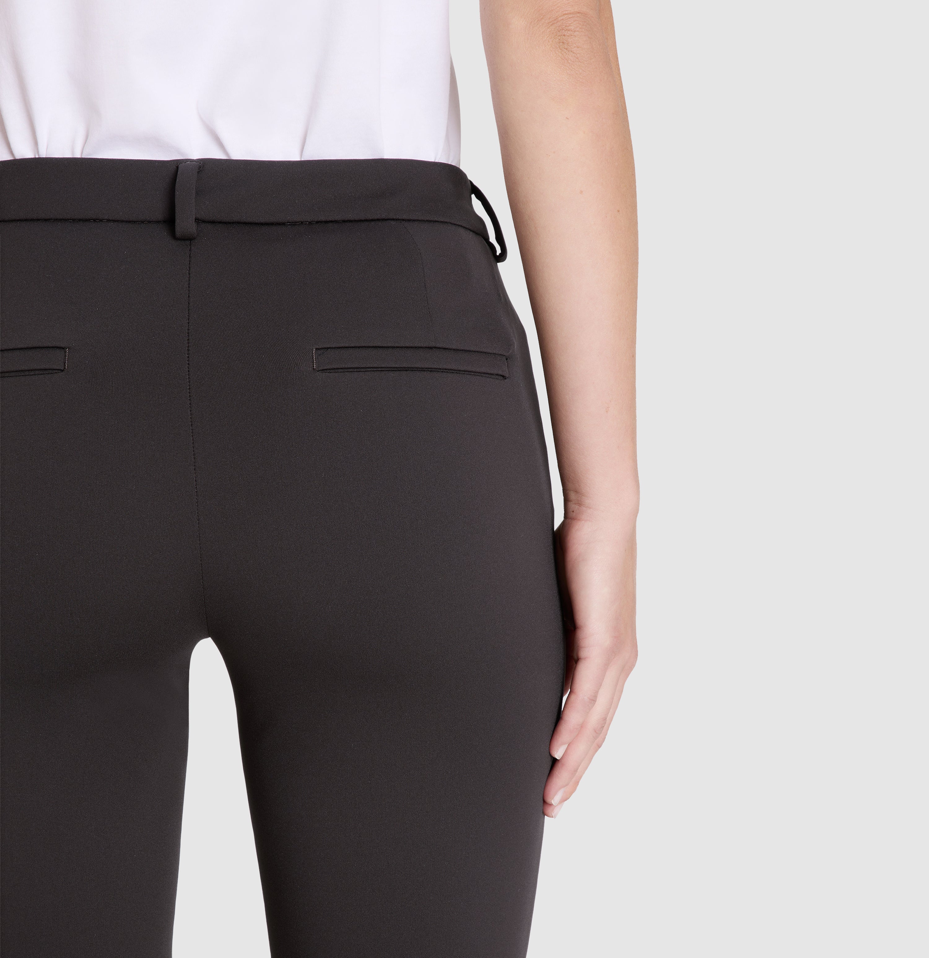 Flared jersey trousers with piping seams. | DREAM BOOT luxury | espresso | Detailed view 2 of model