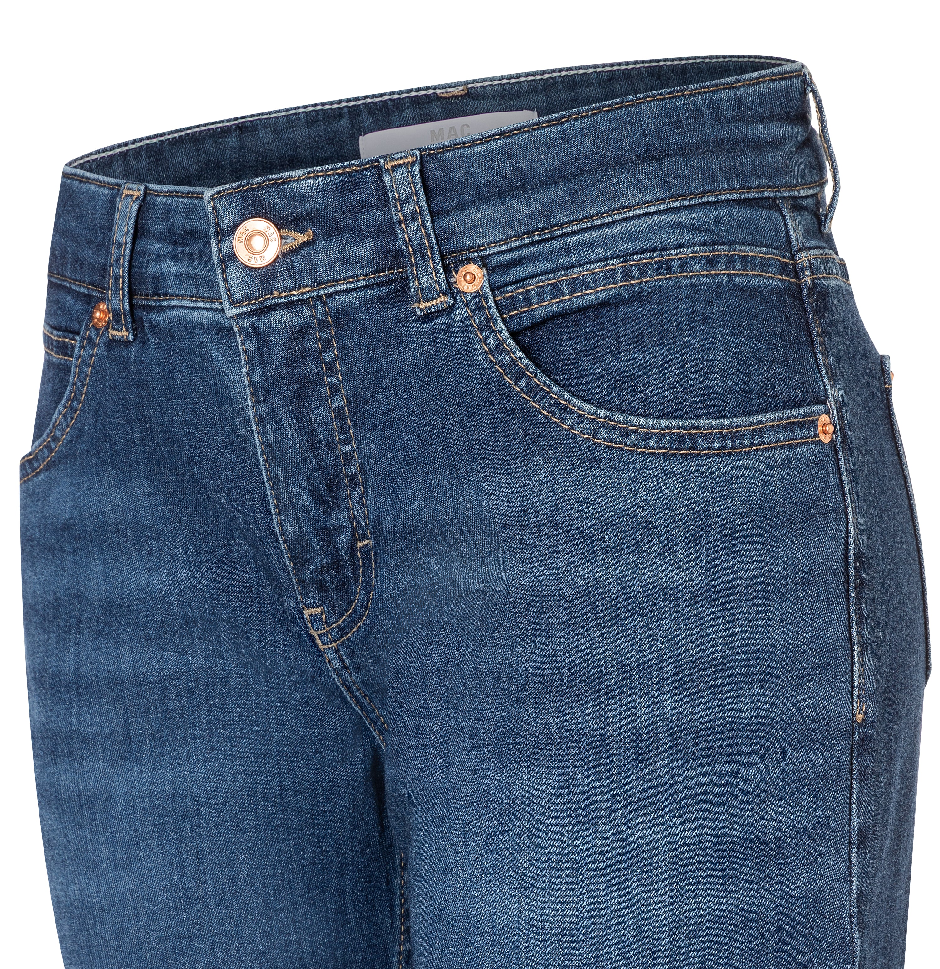 Straight jeans with turned-up hem. | SUE sparkle | indigo blue washed | Further detail of bust