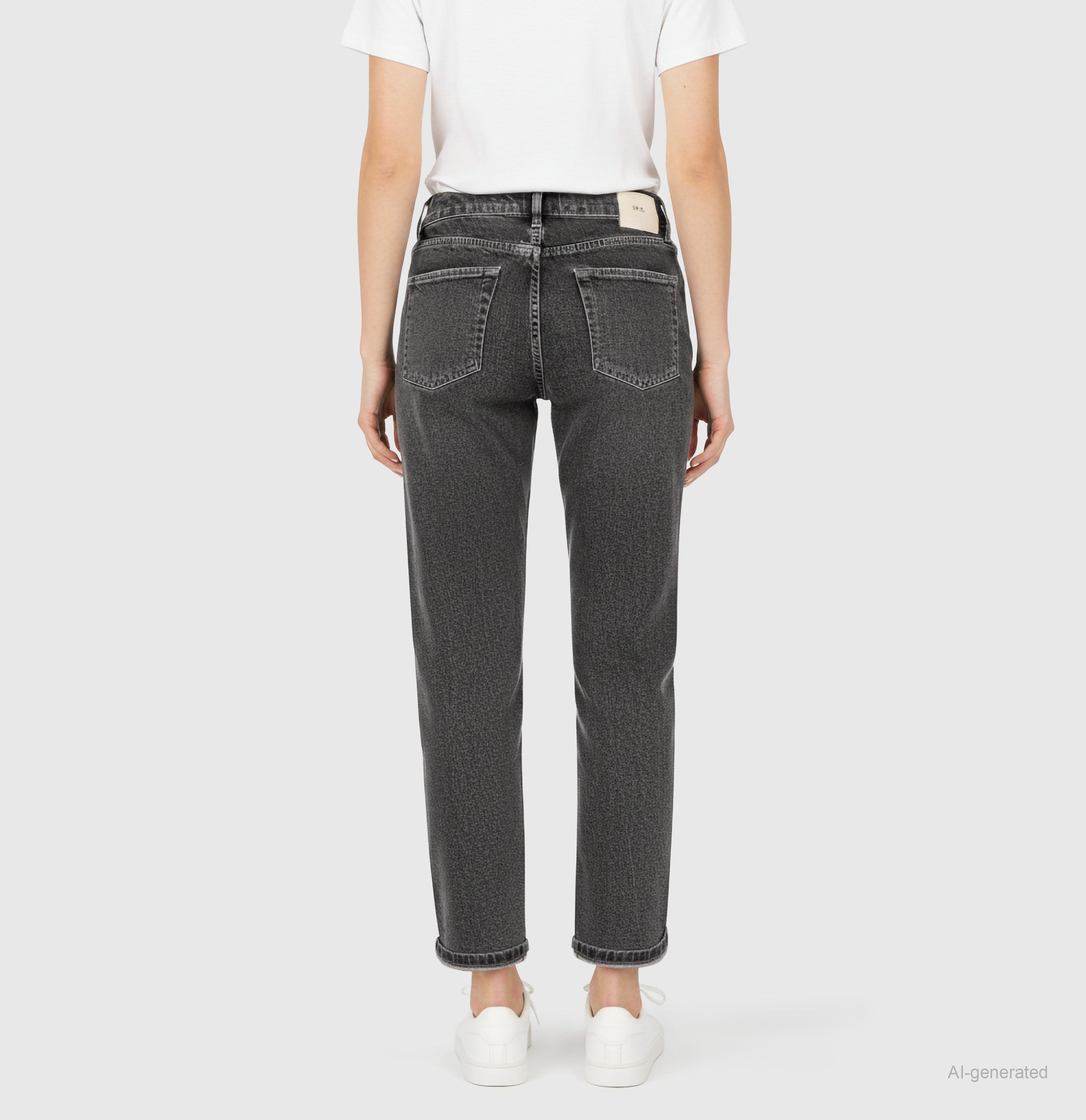 Straight fit in a recycled cotton blend. | STRAIGHT | industrial grey | Back view of model