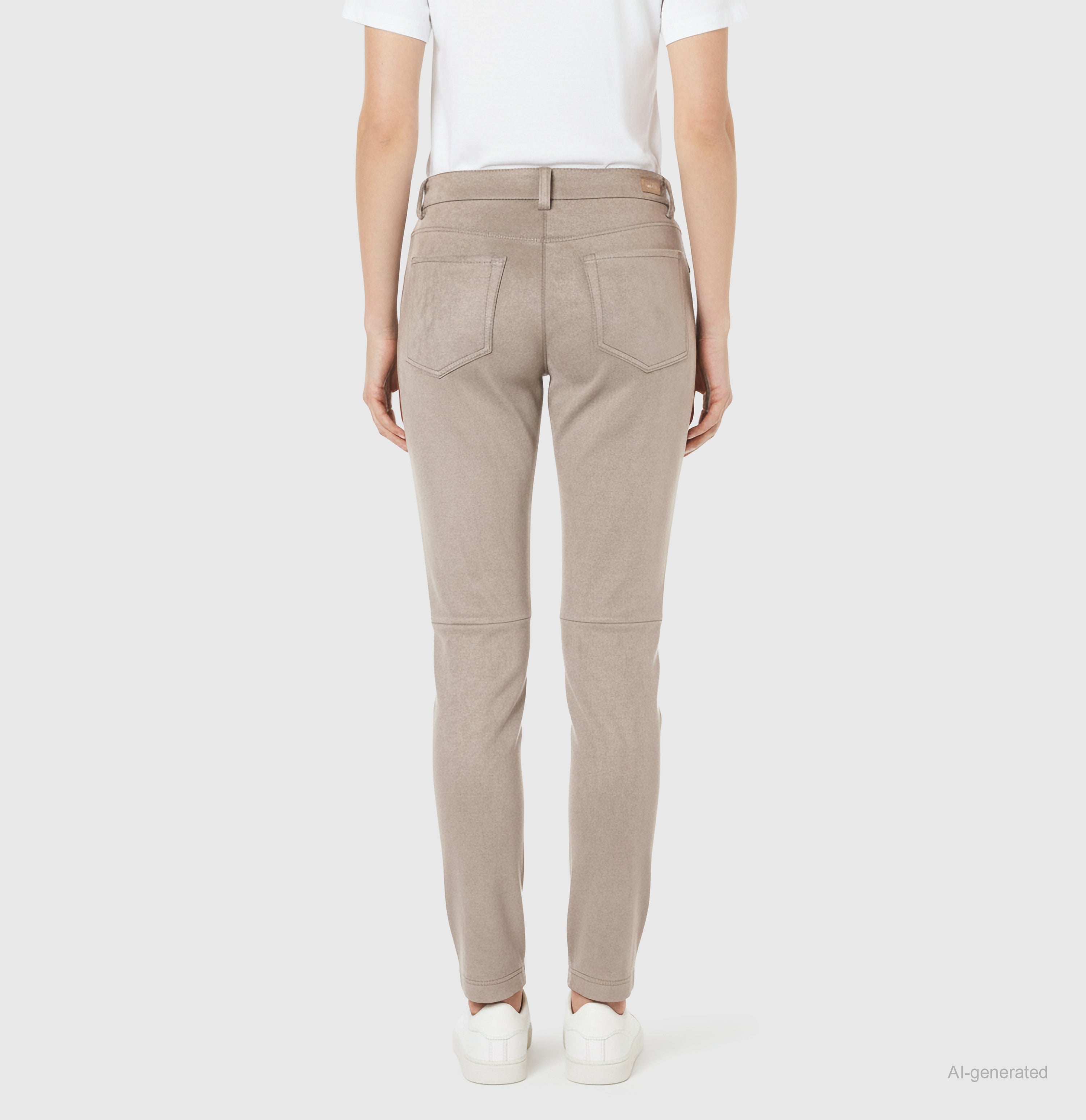 Slim trousers with a soft velours look. | SLIM velour | oxide brown | Back view of model
