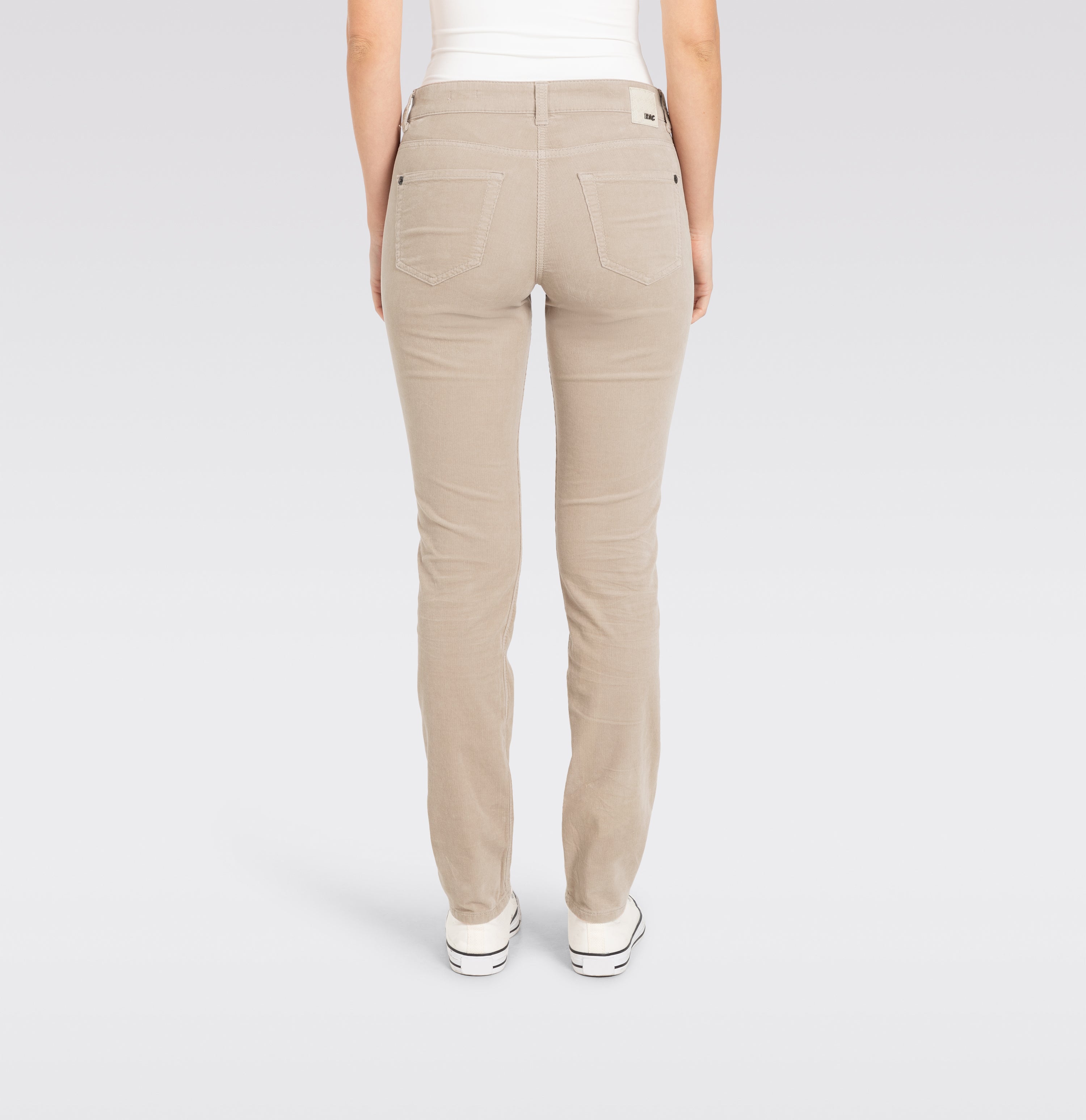 Slim cut trousers made of brilliantly coloured baby corduroy. | SLIM | sand beige PPT | Back view of model