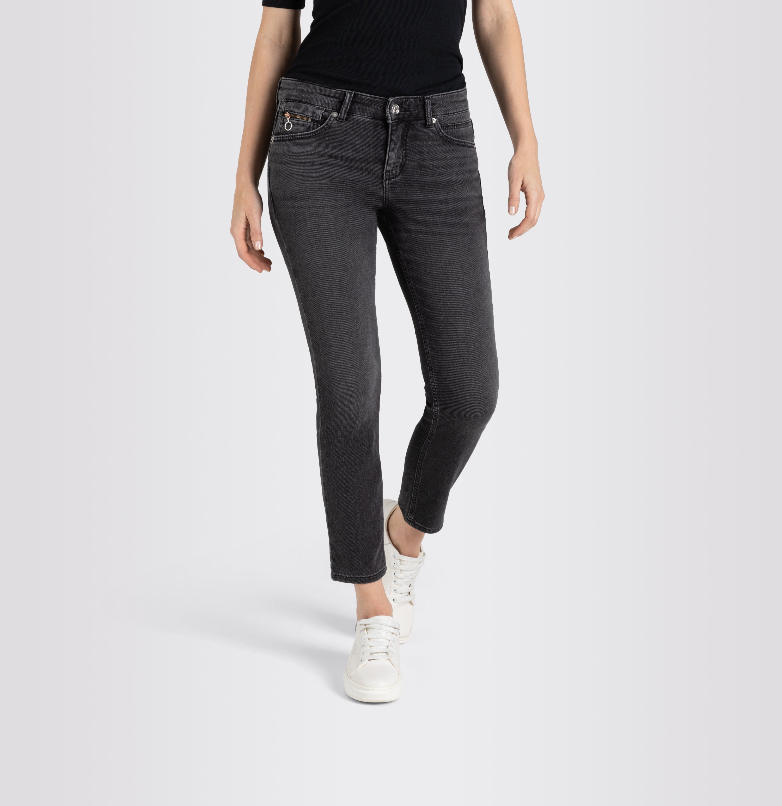 Slim thermal jeans jeans with zip detail. | SLIM | grey basic | Front view of model