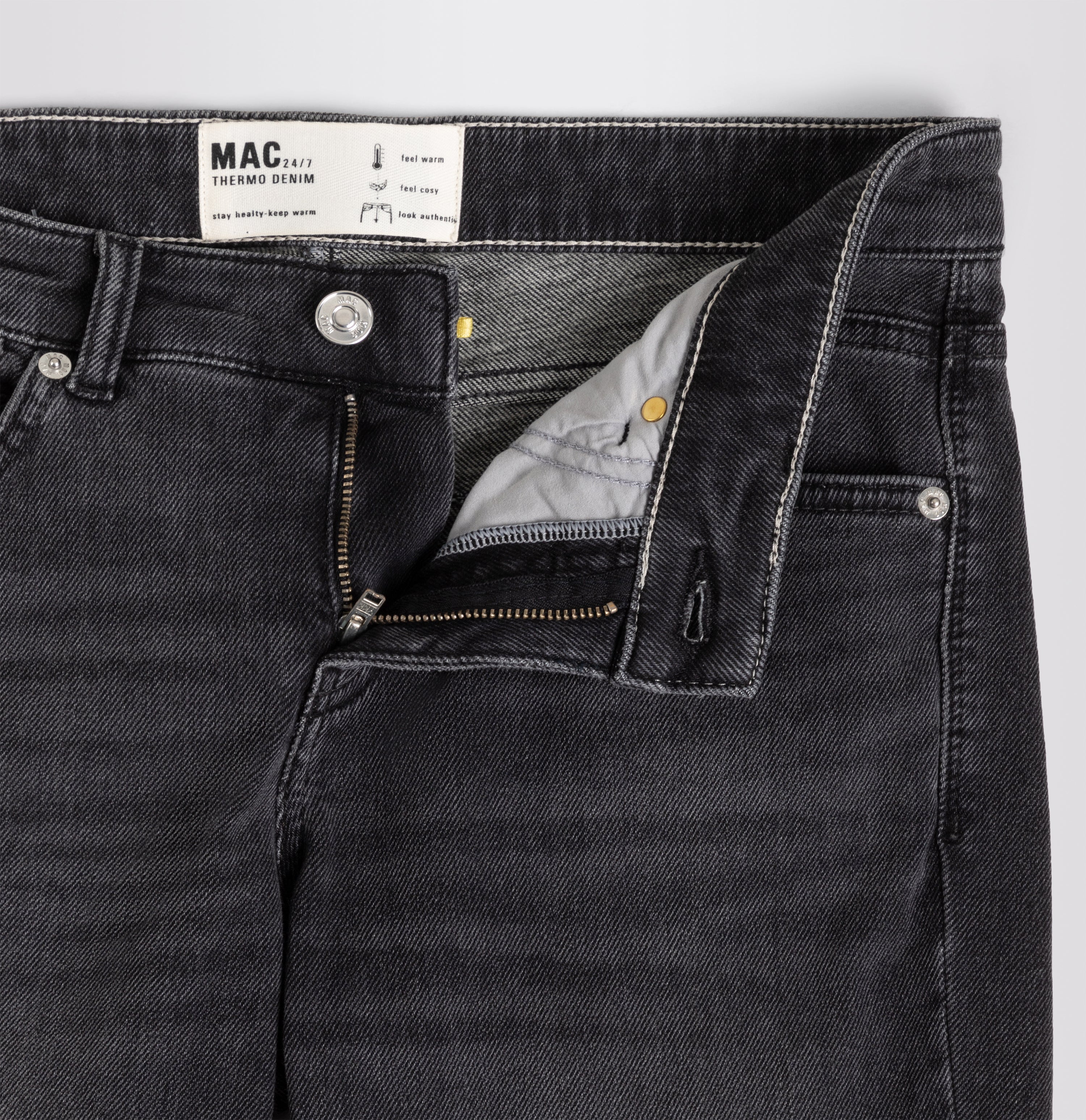 Slim thermal jeans jeans with zip detail. | SLIM | grey basic | Detailed view 4 of model