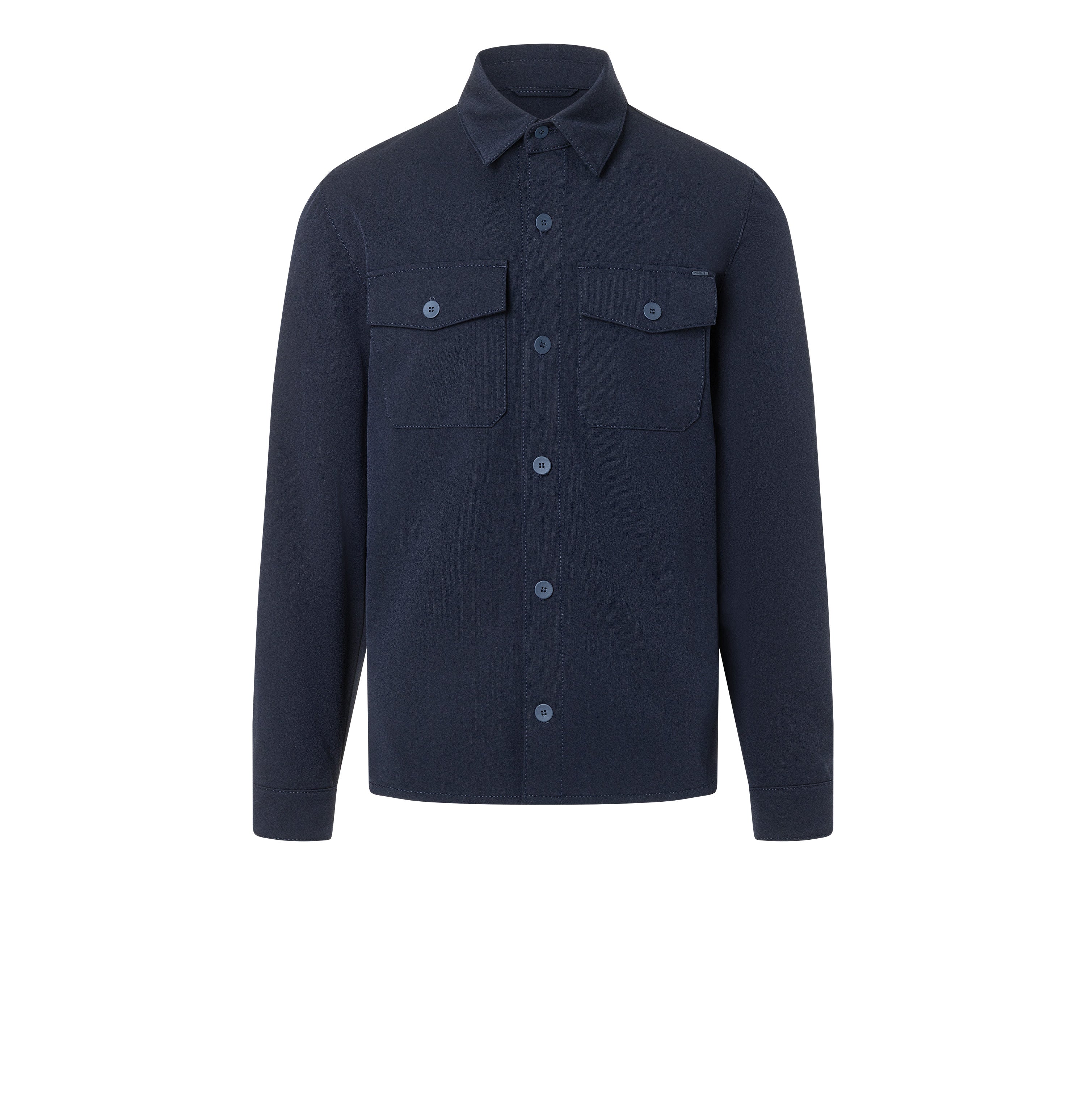 Overshirt made of CARBONIUM® gabardine. | Overshirt | midnight blue | Front view of bust