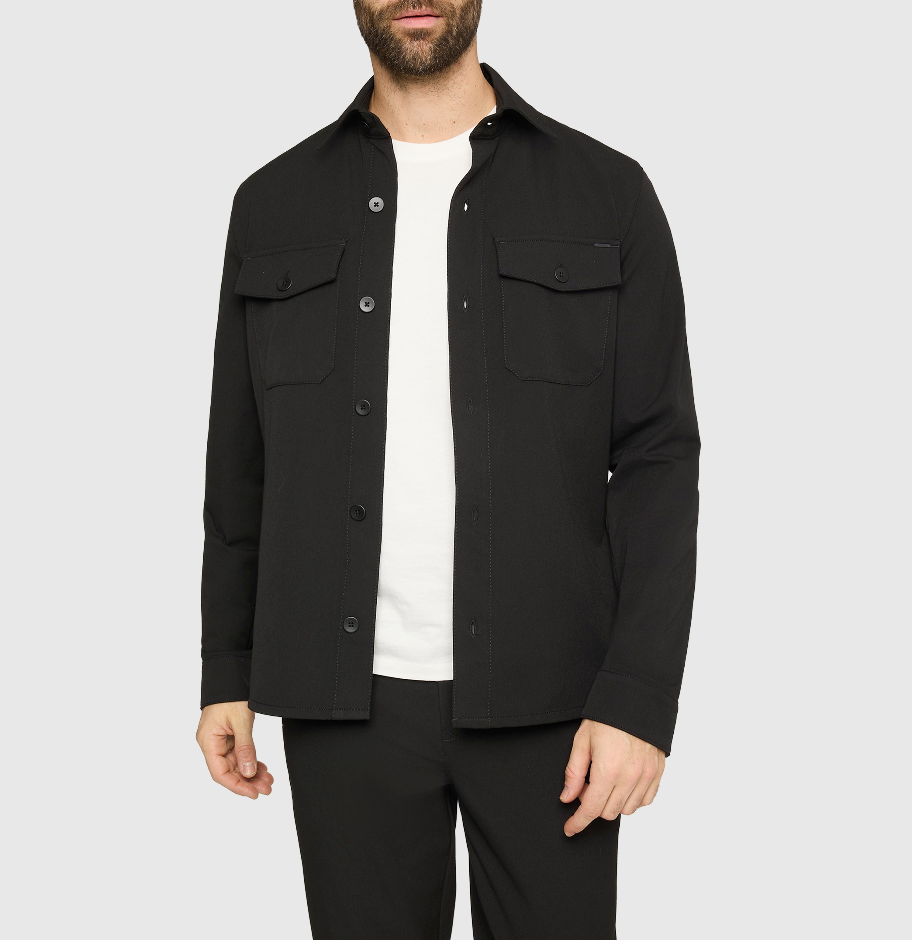 Overshirt made of CARBONIUM® gabardine. | Overshirt | power black | Detailed view 2 of model