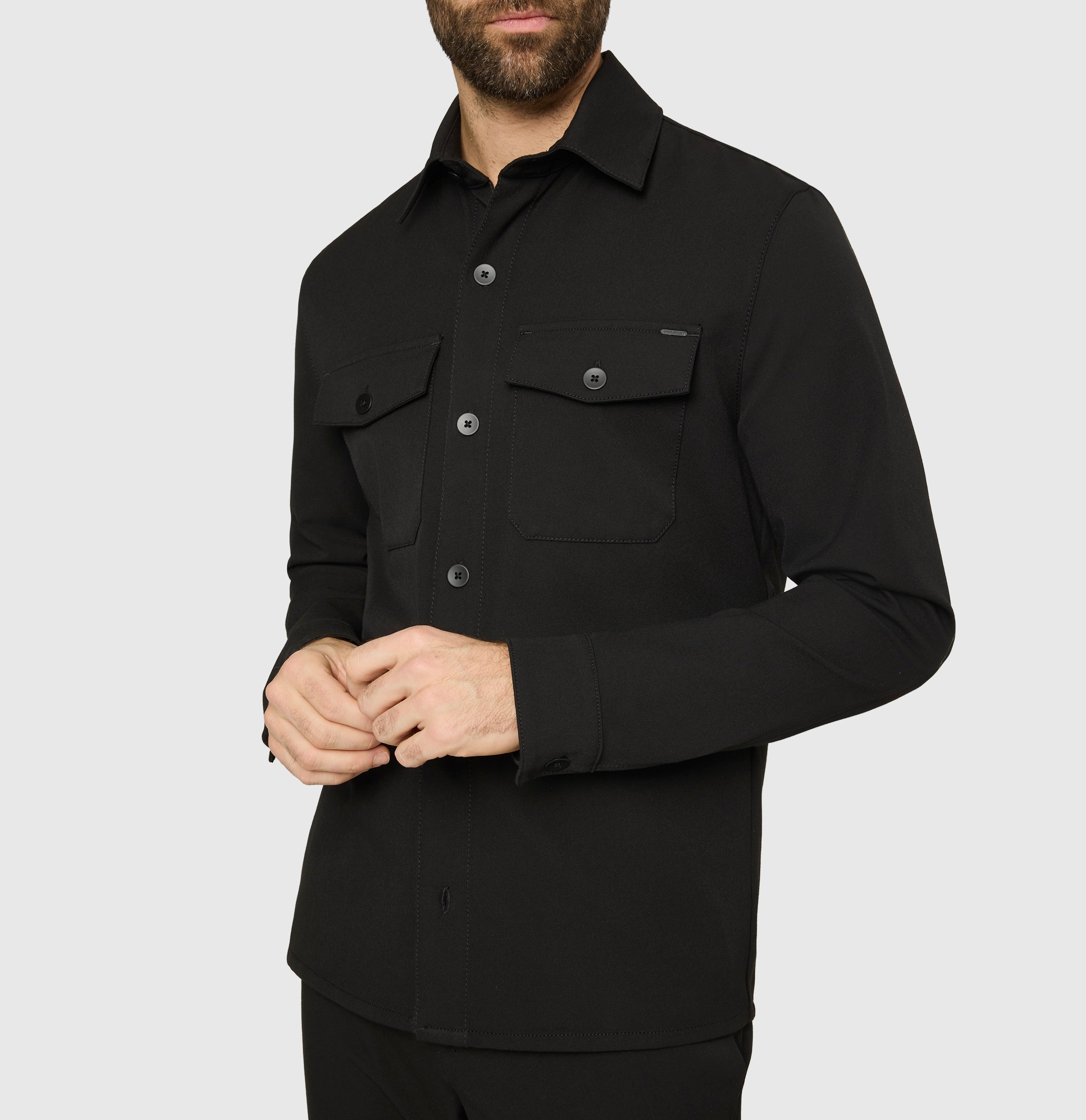 Overshirt made of CARBONIUM® gabardine. | Overshirt | power black | Detailed view 4 of model