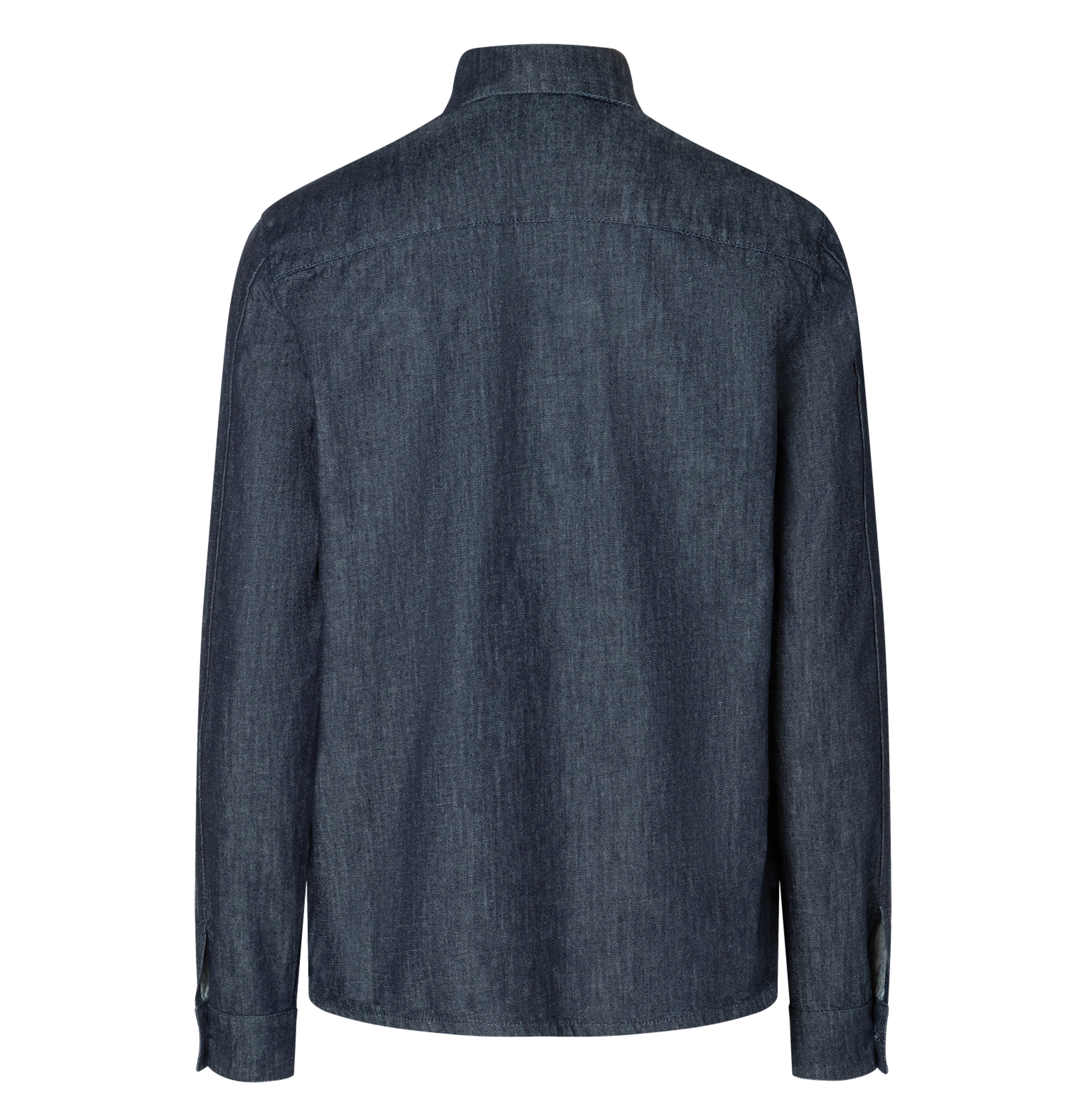 Overshirt made of organic cotton and nettle fibres. | Overshirt | rinsed deep blue | Back view of bust