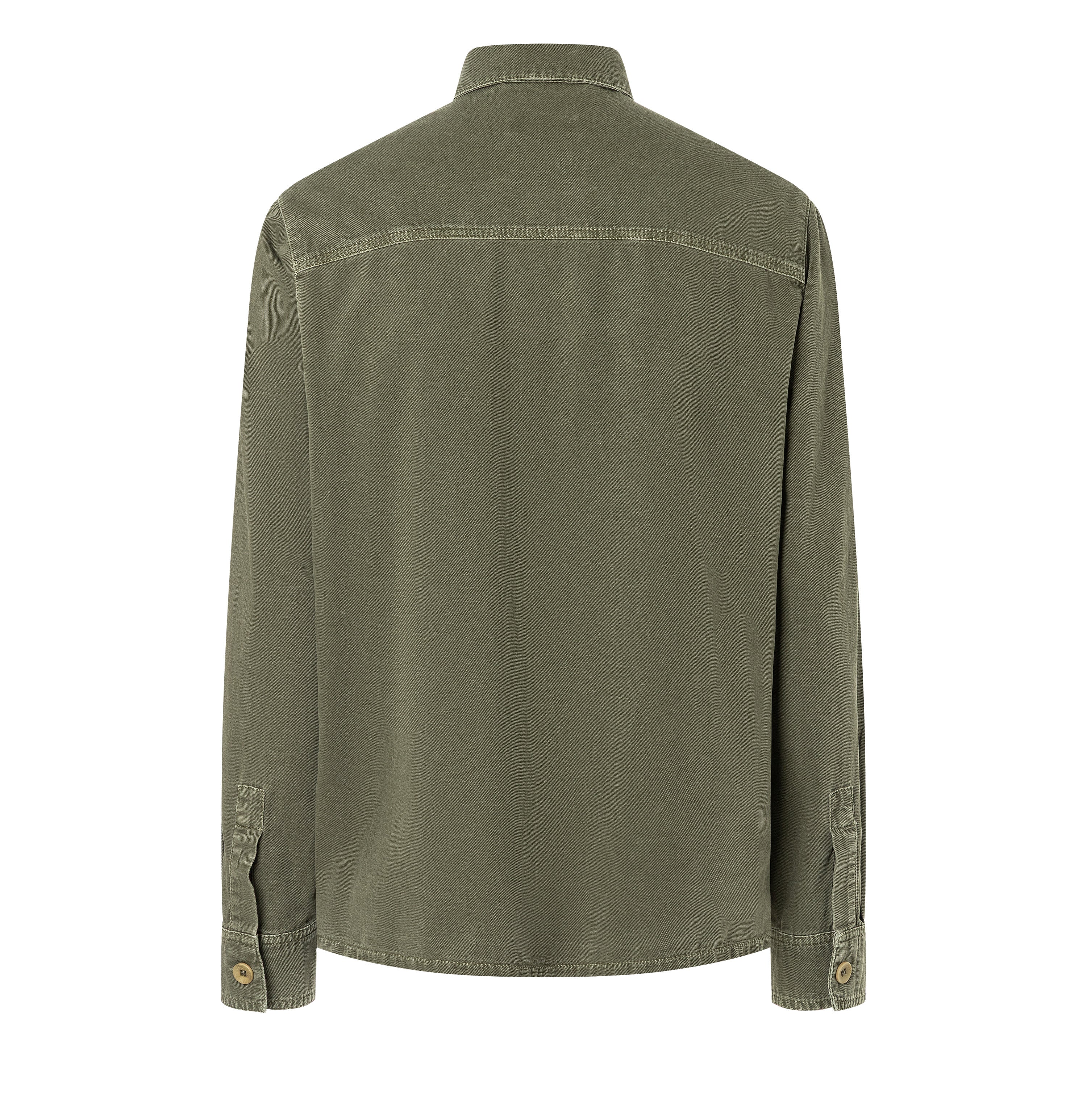 Overshirt in a cotton-hemp blend. | Overjacket | leaf green PPT | Back view of bust