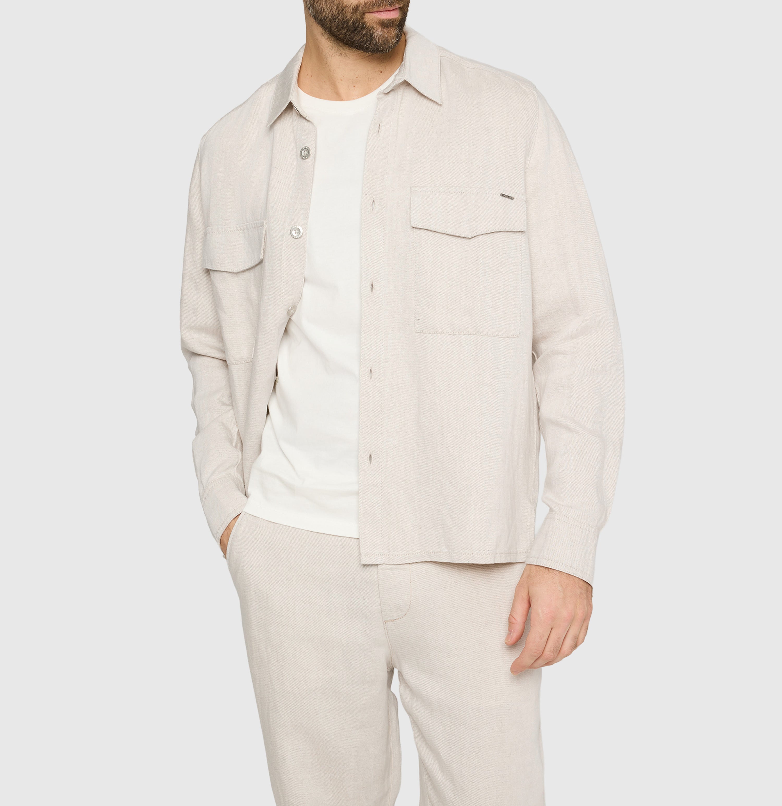 Denim overjacket in a lyocell-linen blend. | Overjacket | nature | Detailed view 2 of model