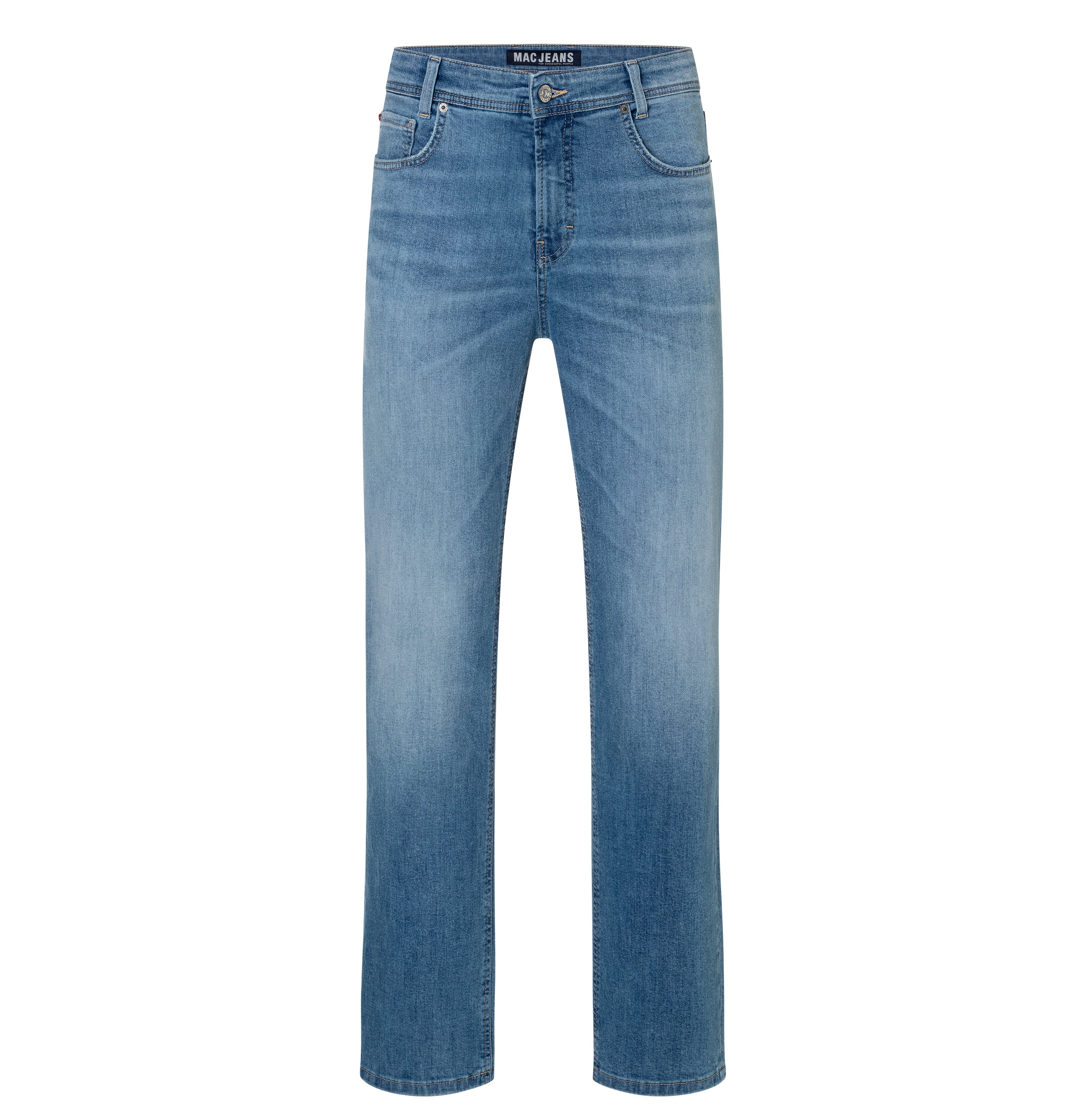 Comfortable jeans with a vintage wash. | Rick | vintage summer blue | Front view of bust