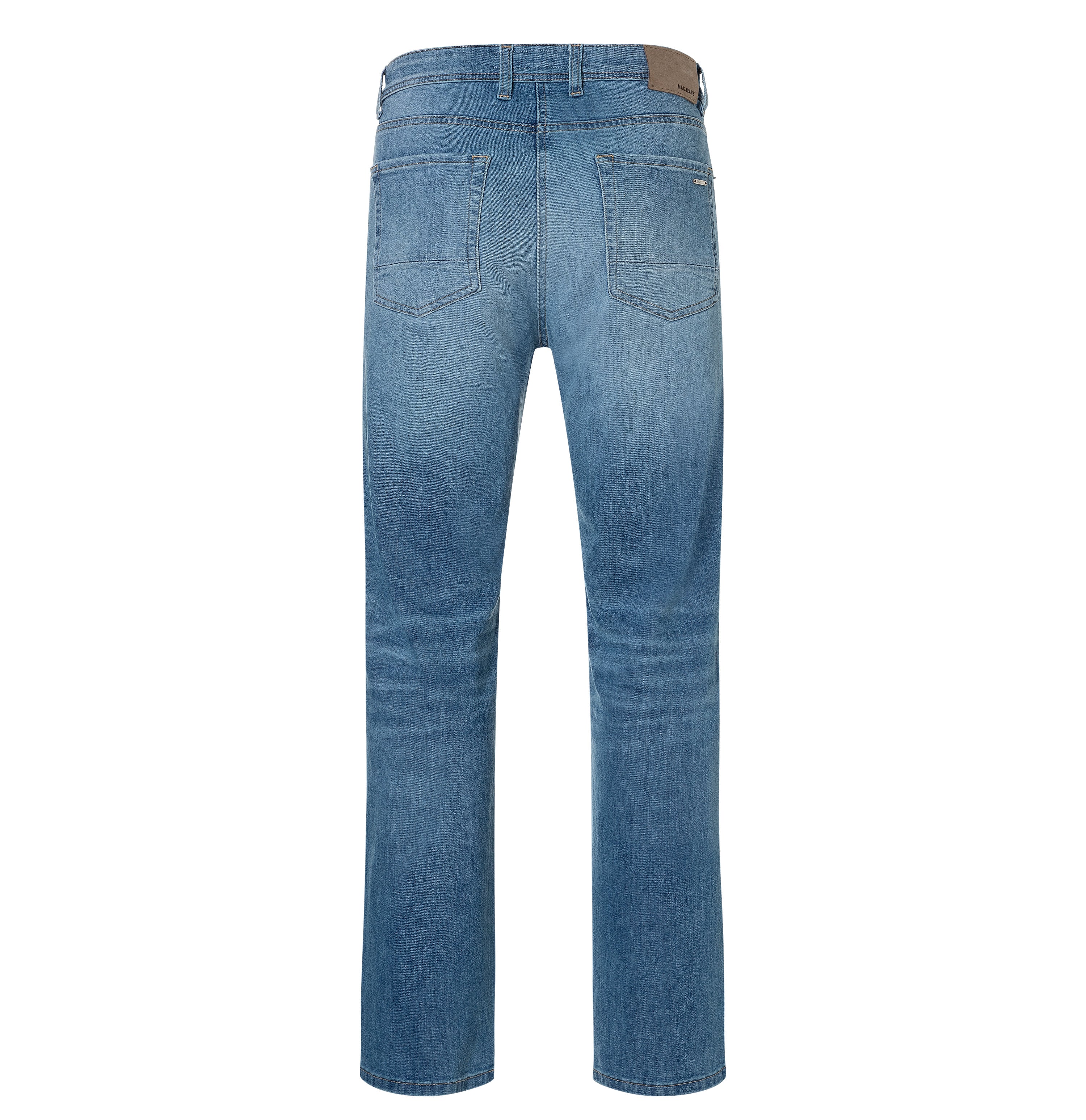 Straight jeans in a vintage wash. | Rick | vintage summer blue | Back view of bust