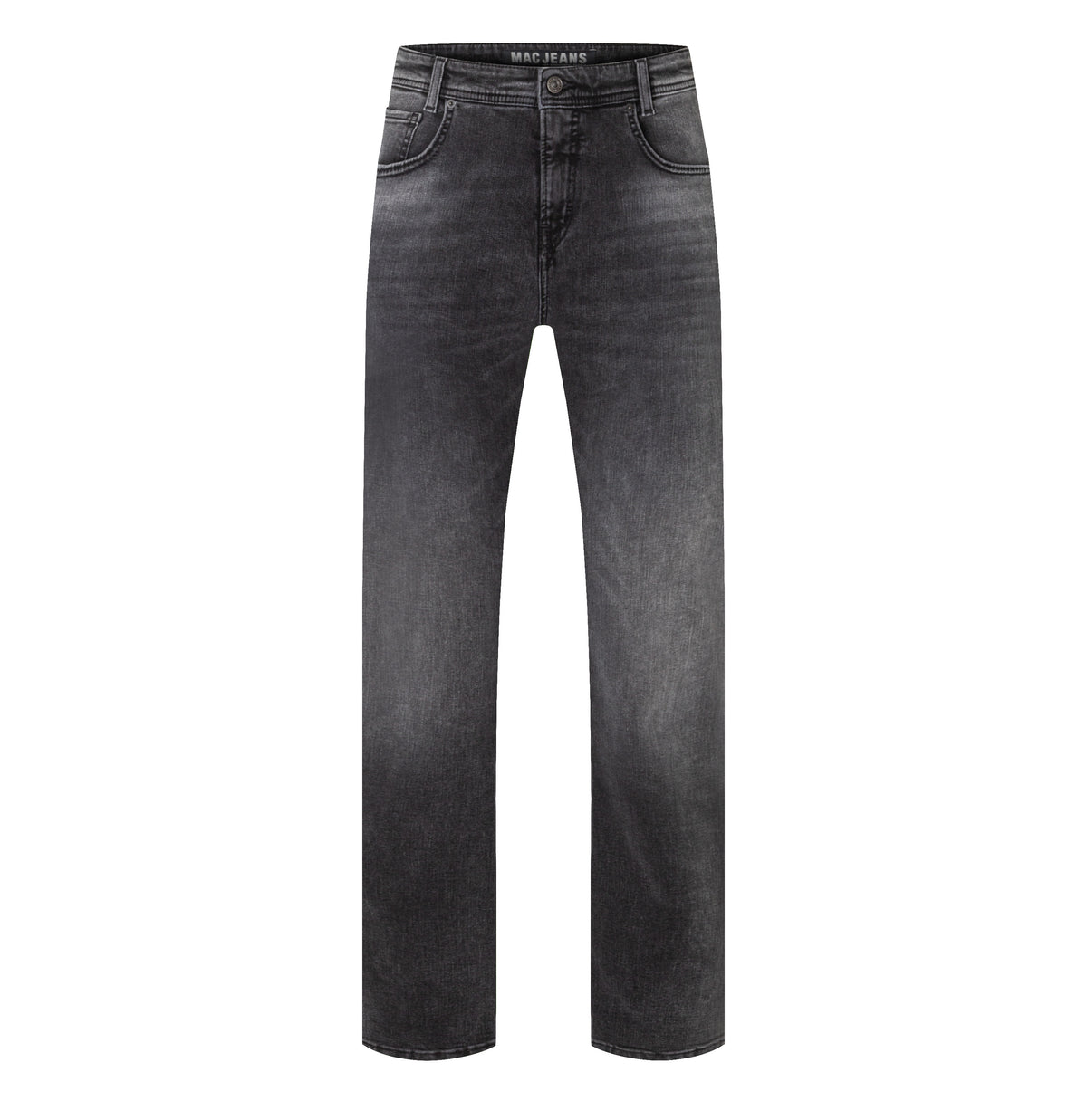 Straight jeans made of comfort stretch denim. | Rick | black black washed | Front view of bust