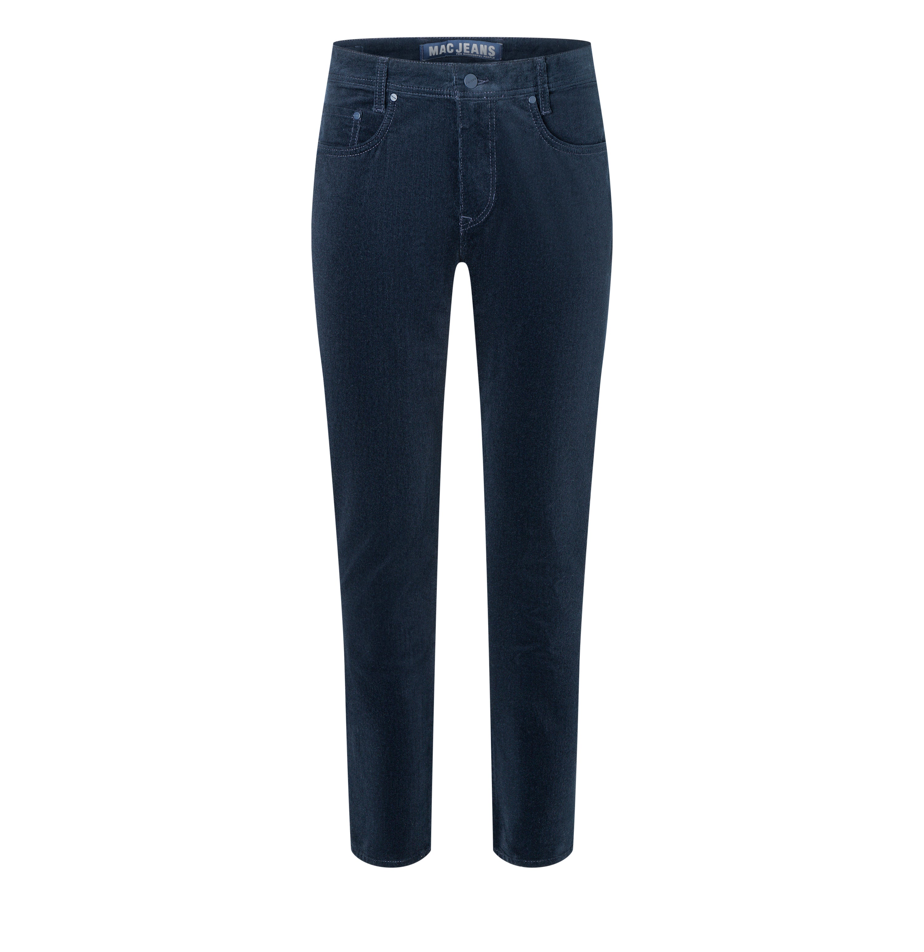 Modern fit made from soft, elastic fine corduroy. | Arne | midnight blue | Front view of bust