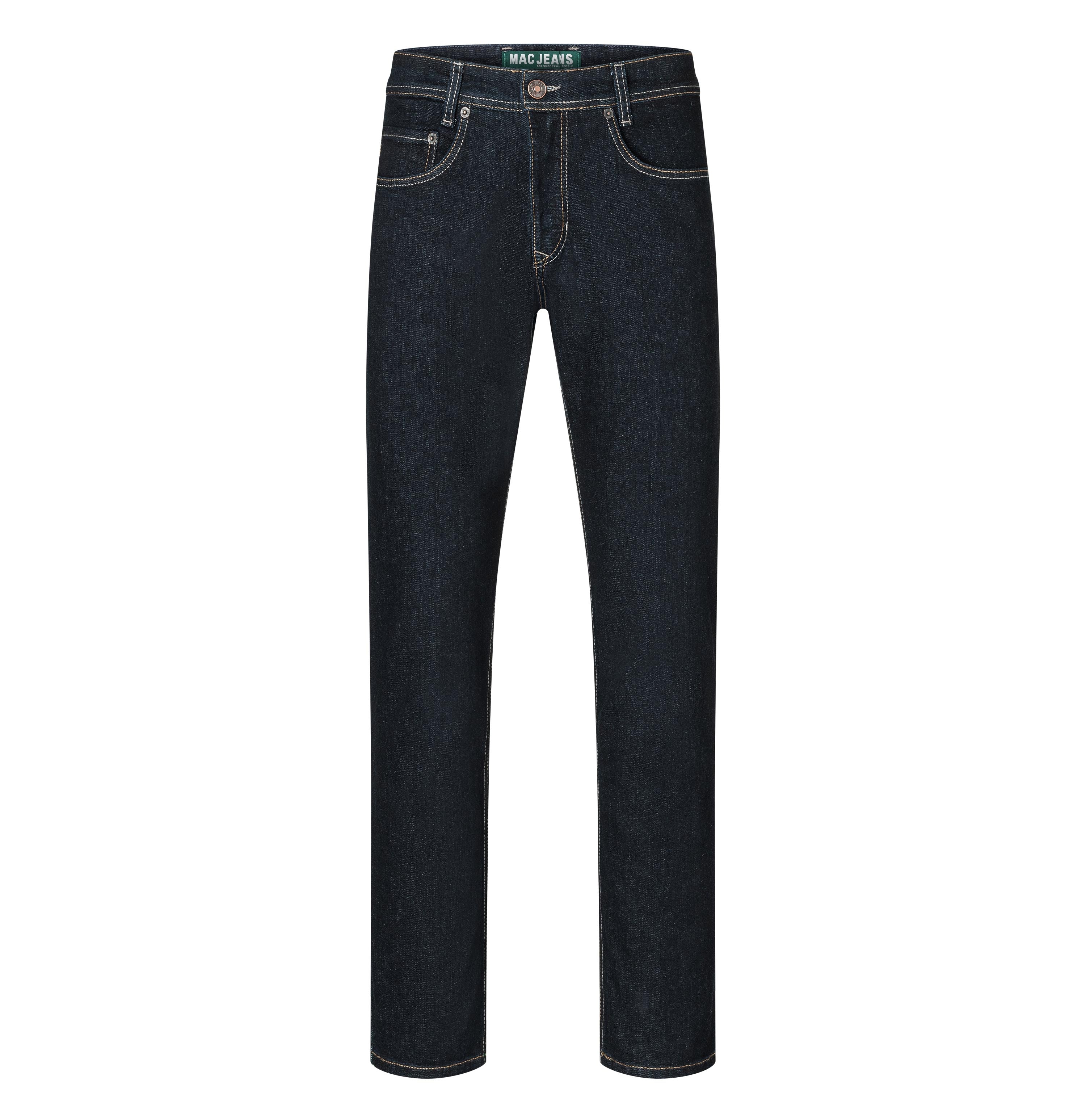 Slim jeans made of recycled denim. | Arne | authentic dark blue | Front view of bust