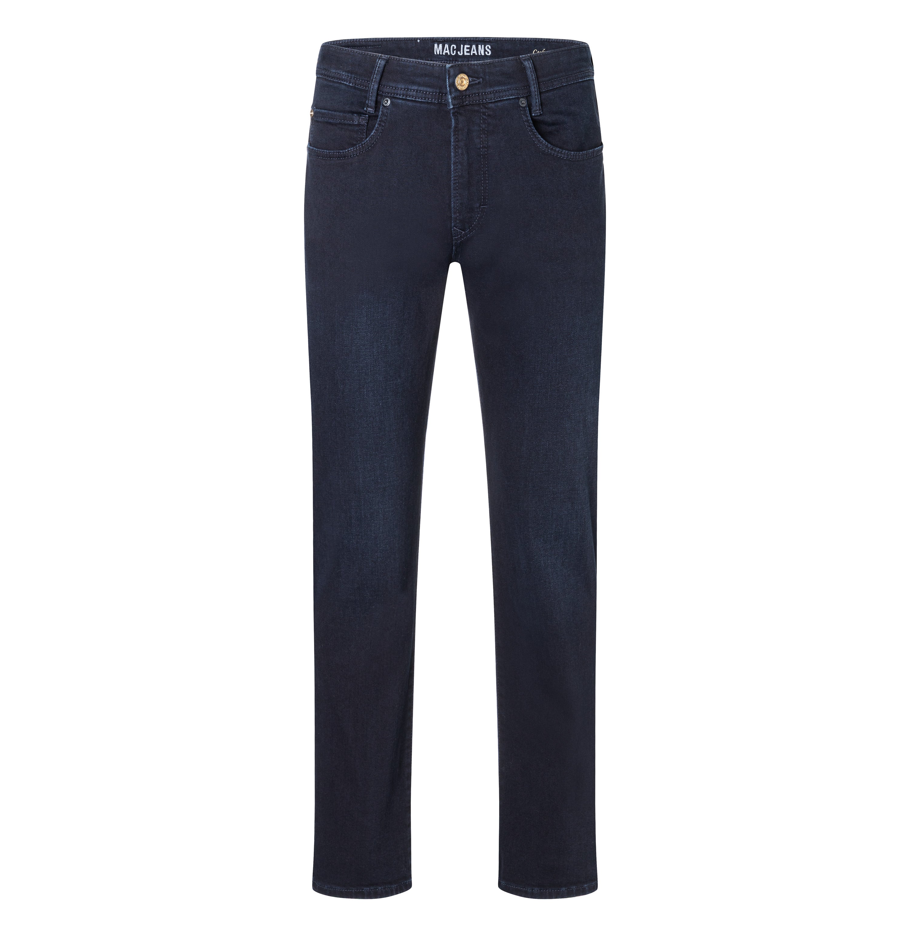 Slim, soft jeans with cashmere content. | Arne | dark blue black | Front view of bust
