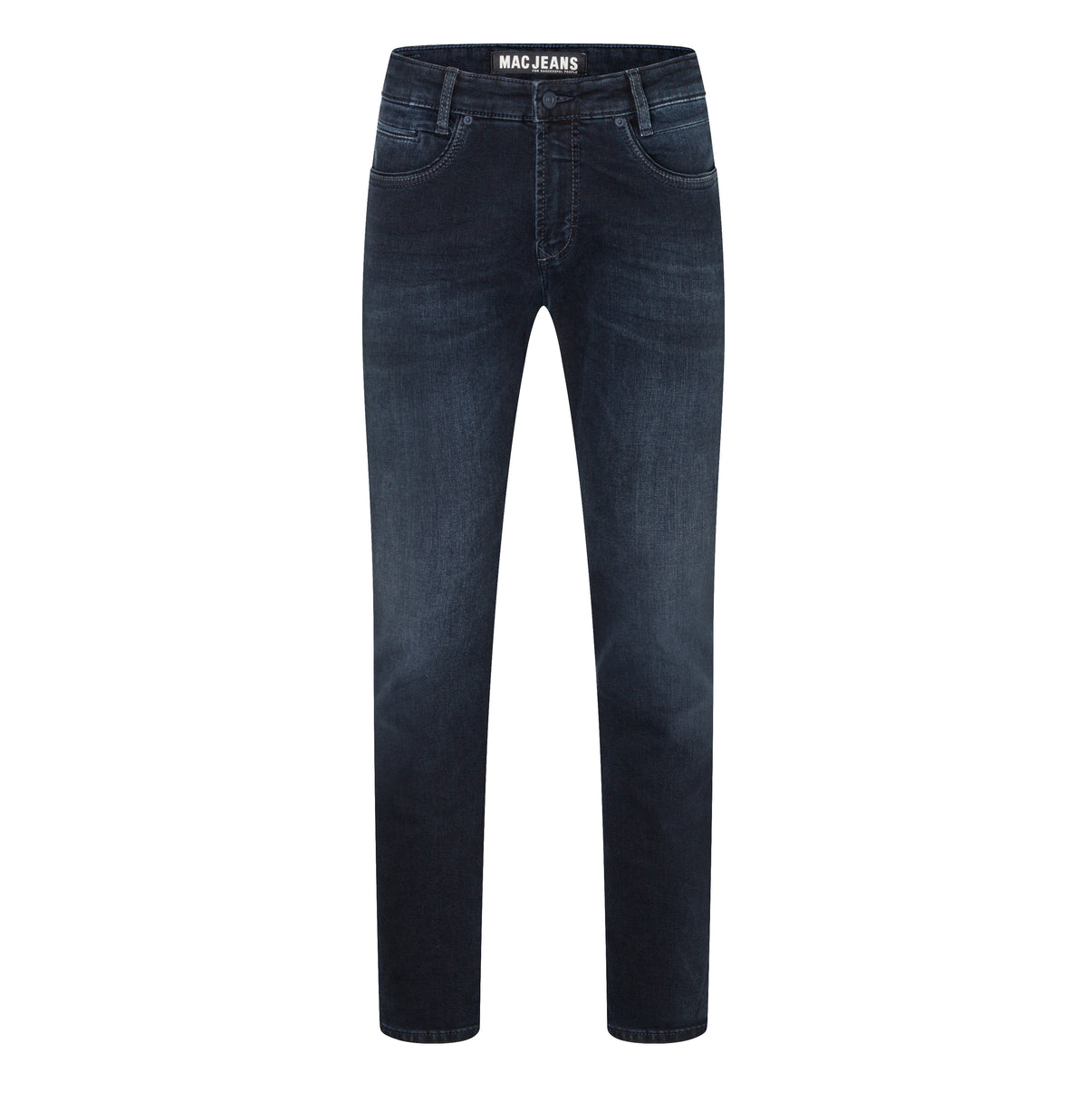 Slim driver jeans with a vintage look. | Arne Pipe | blue black 3D authentic | Front view of bust