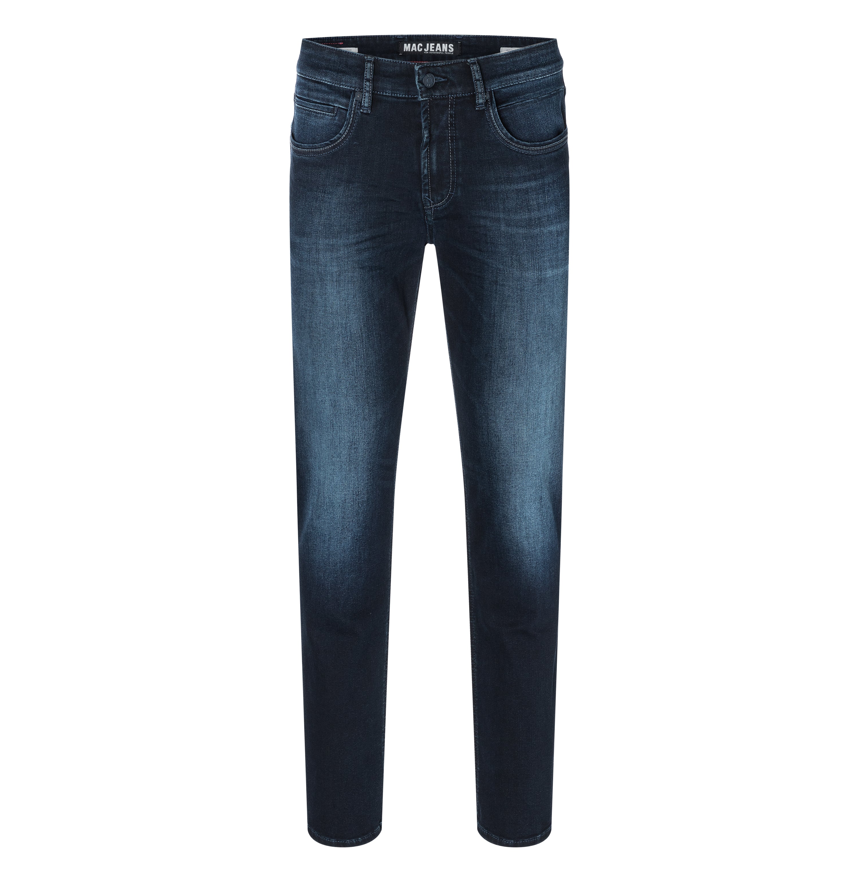 Very comfortable driver jeans in a vintage look. | Arne Pipe | blue black 3D authentic | Front view of bust