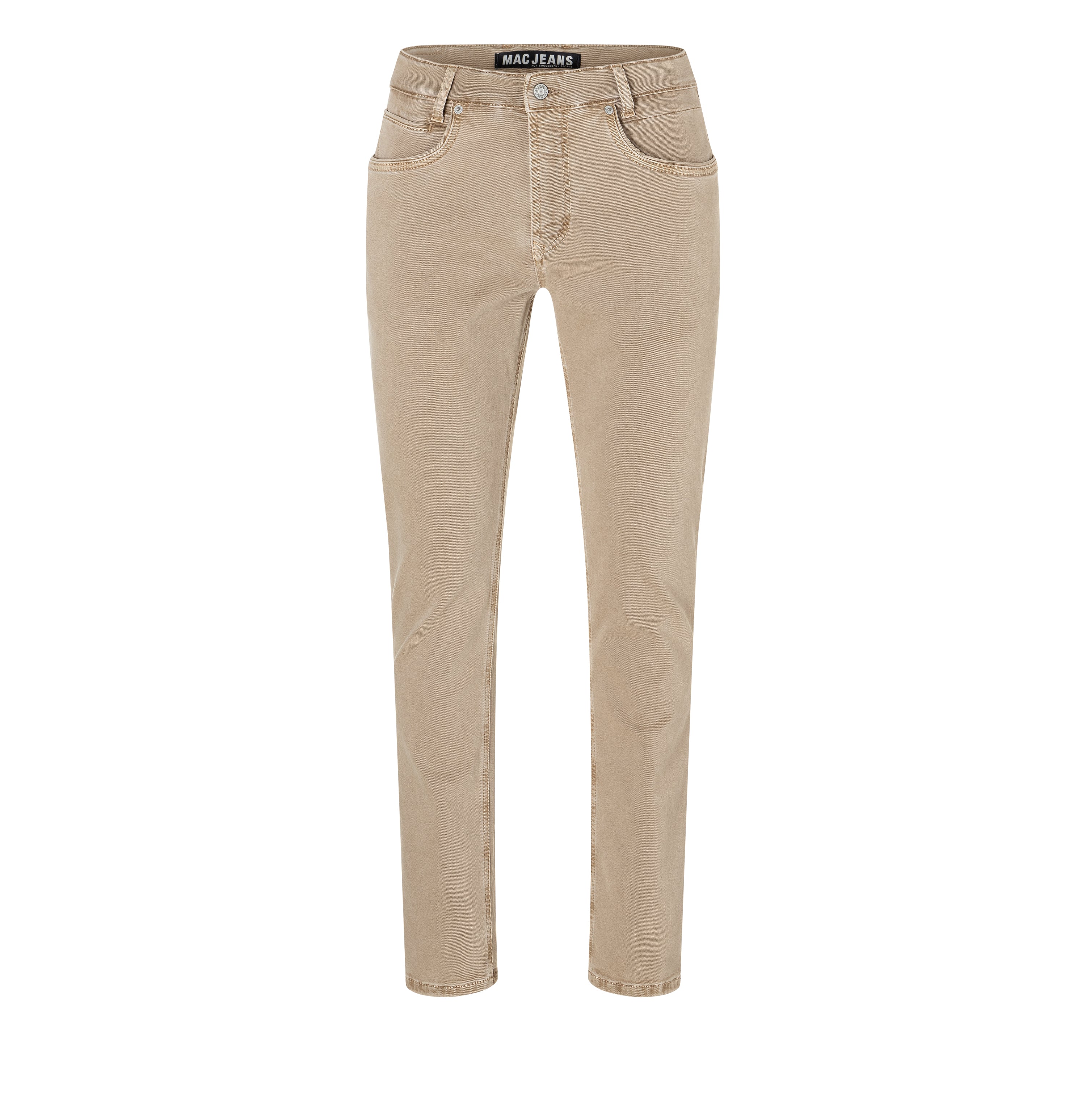 Very elastic modern jeans with organic cotton. | Arne Pipe | clay | Front view of bust