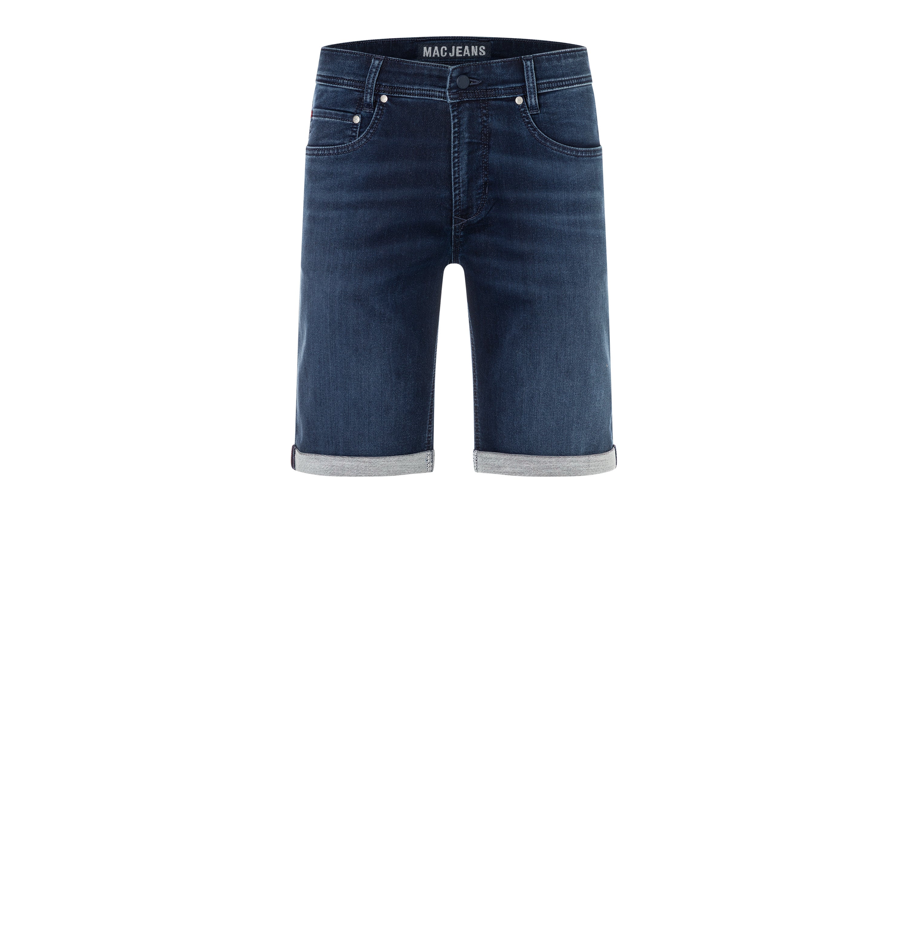 Bermuda made of dimensionally stable sweat denim. | Jogn Bermuda | dark blue vintage wash | Front view of bust
