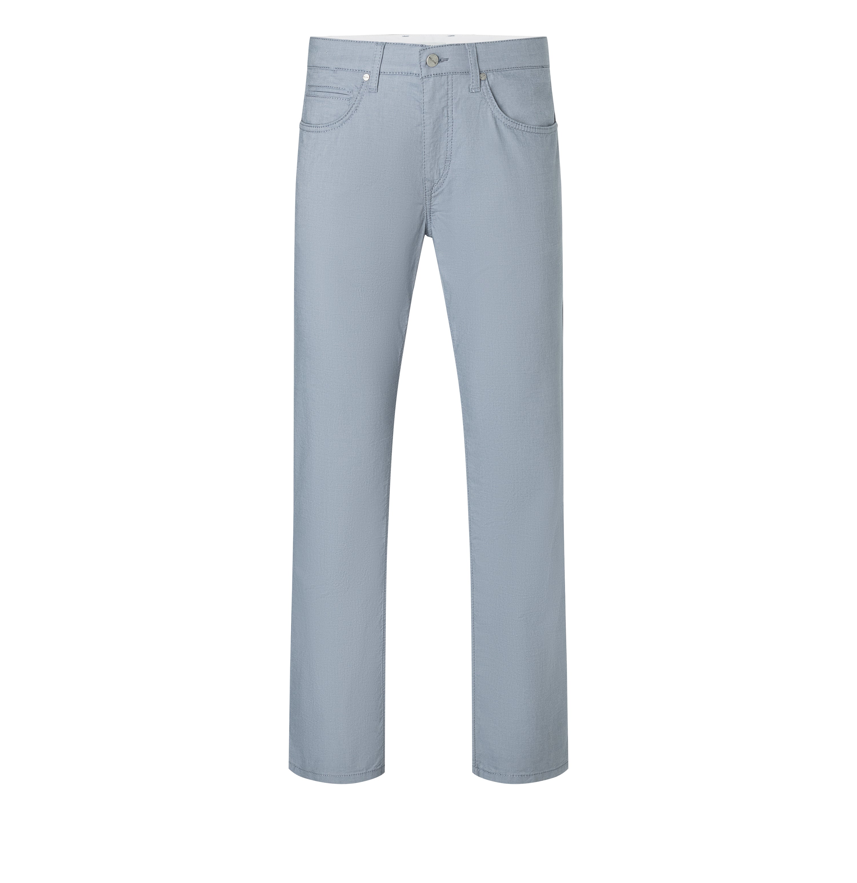 Slim trousers in a light melange material. | Arne | blue fusion | Front view of bust