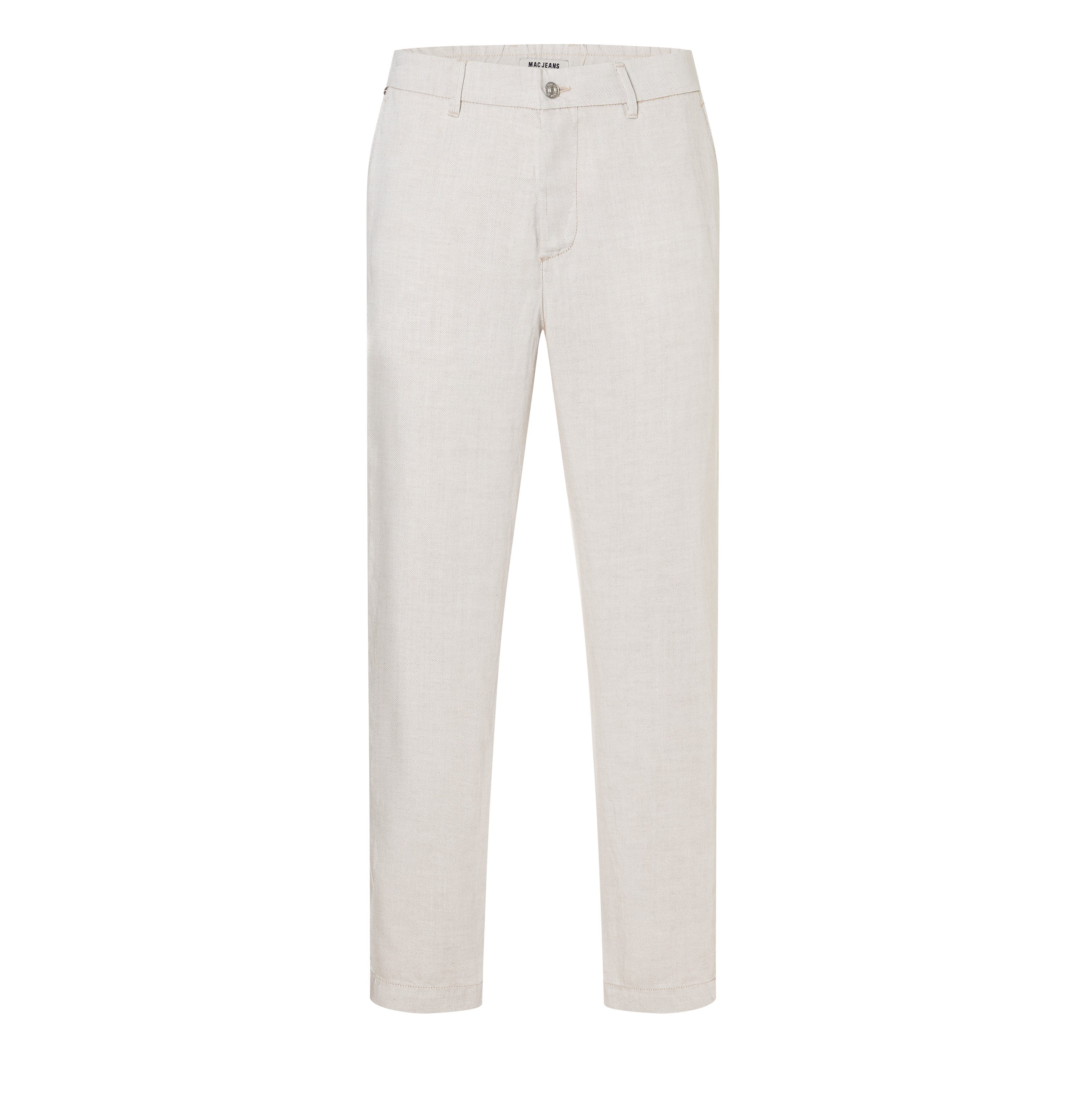 Tapered fit made from lyocell-linen denim. | Dean | nature | Front view of bust