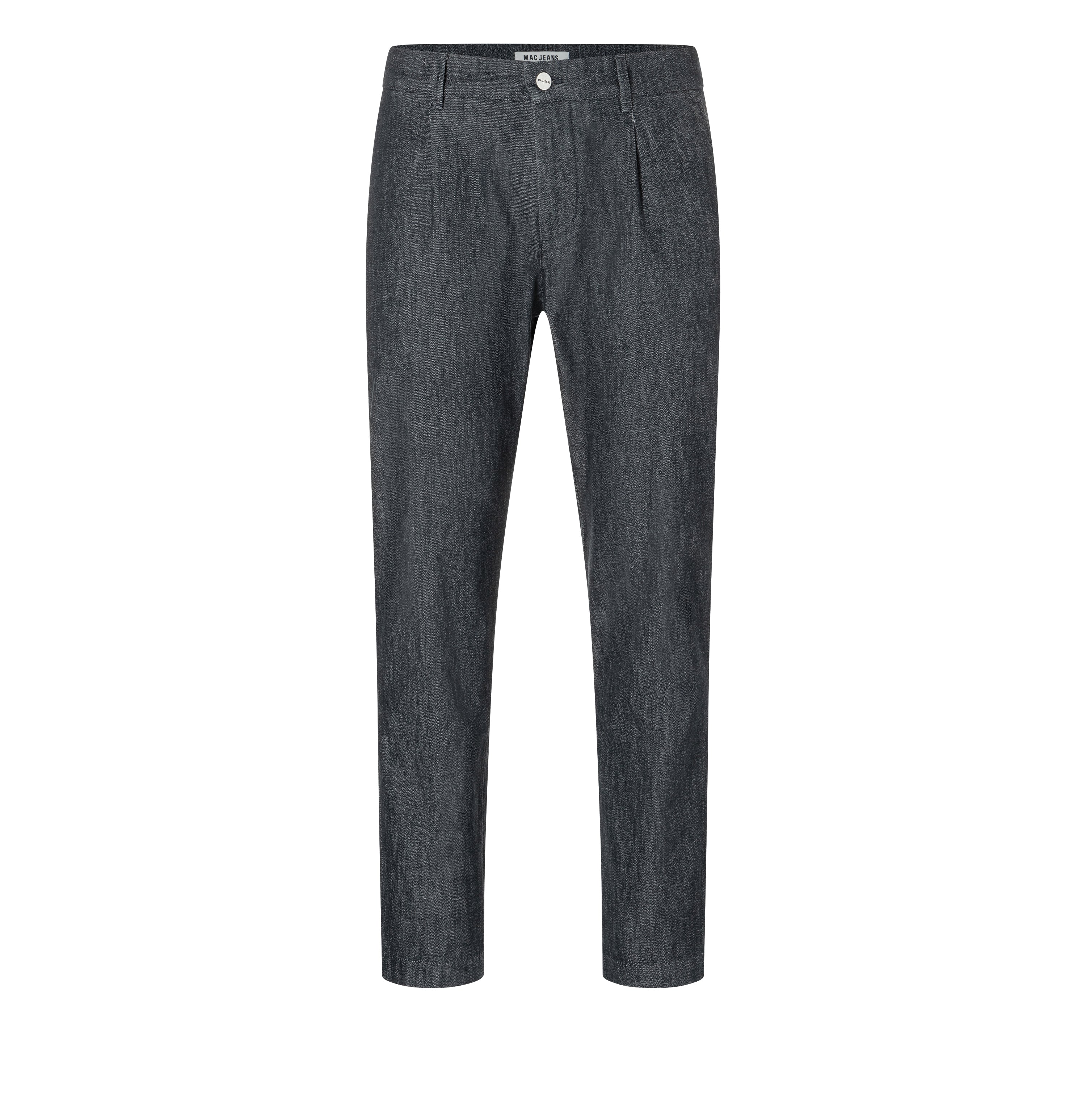 Tapered fit made from wool denim with cashmere content. | Dean Pleat | rinsed deep blue | Front view of bust