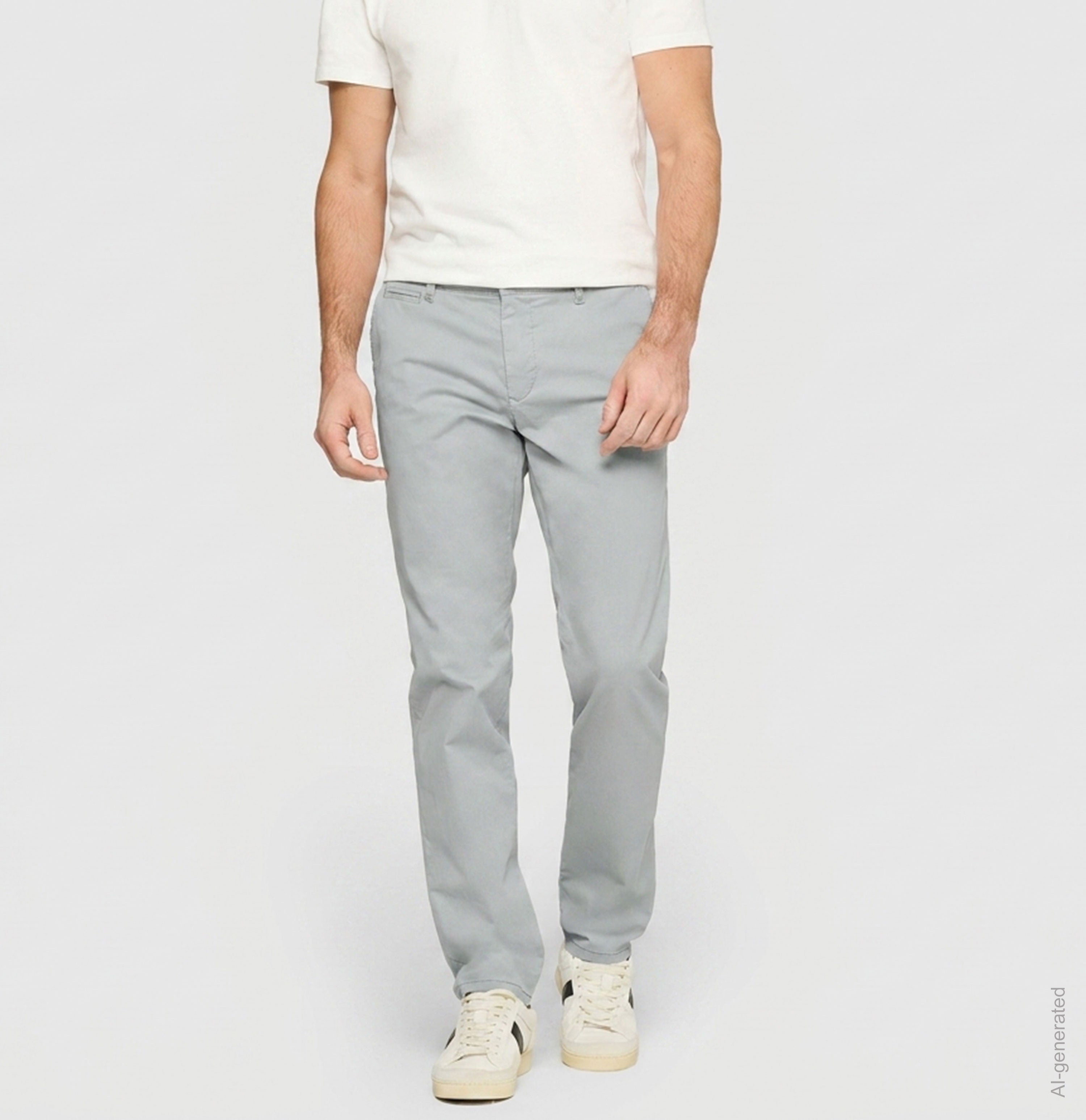 Regular trousers with discreet print. | Lennox | silver grey printed | Front view of model