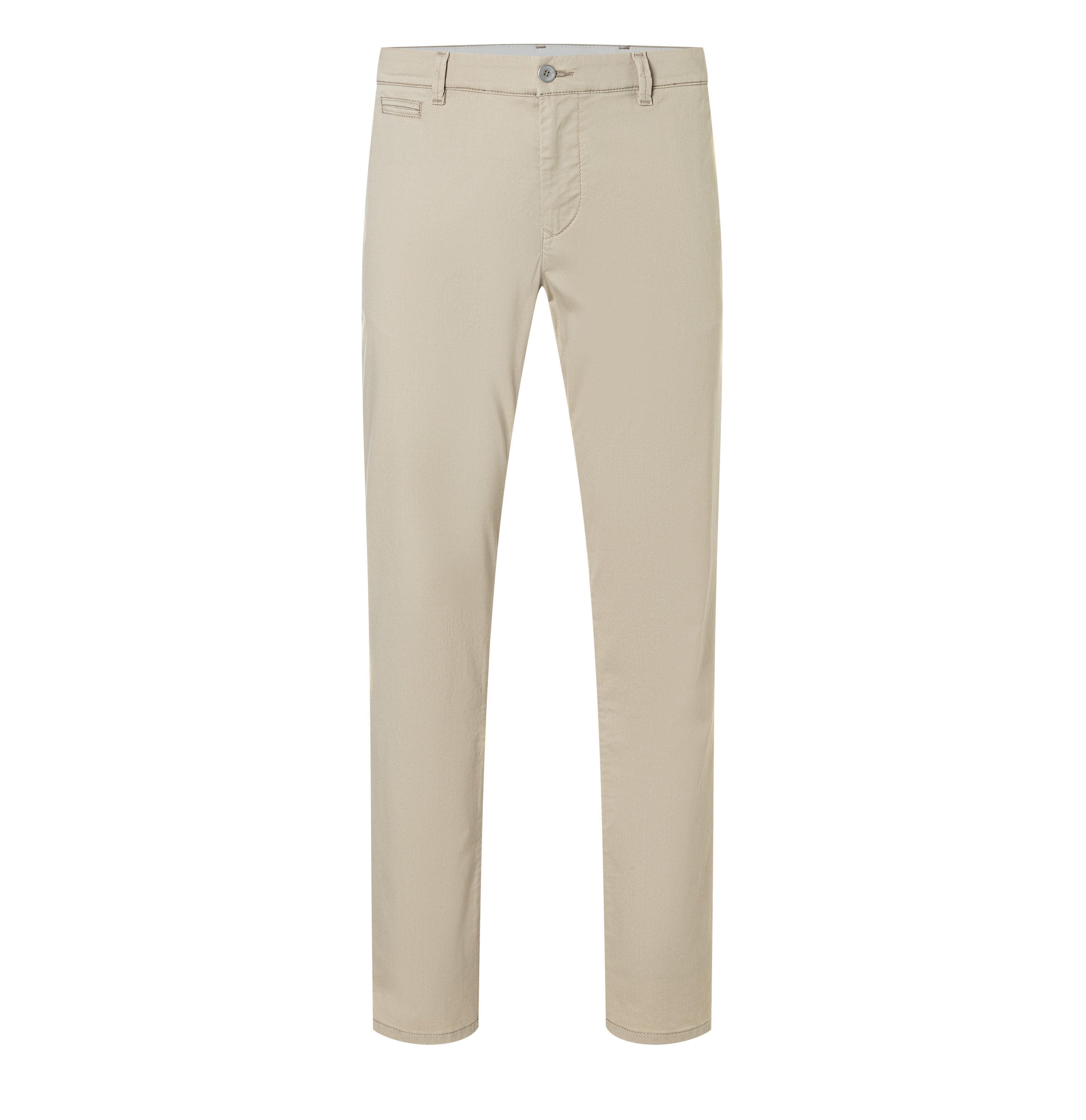 Regular trousers with discreet print. | Lennox | smoothly beige printed | Front view of bust