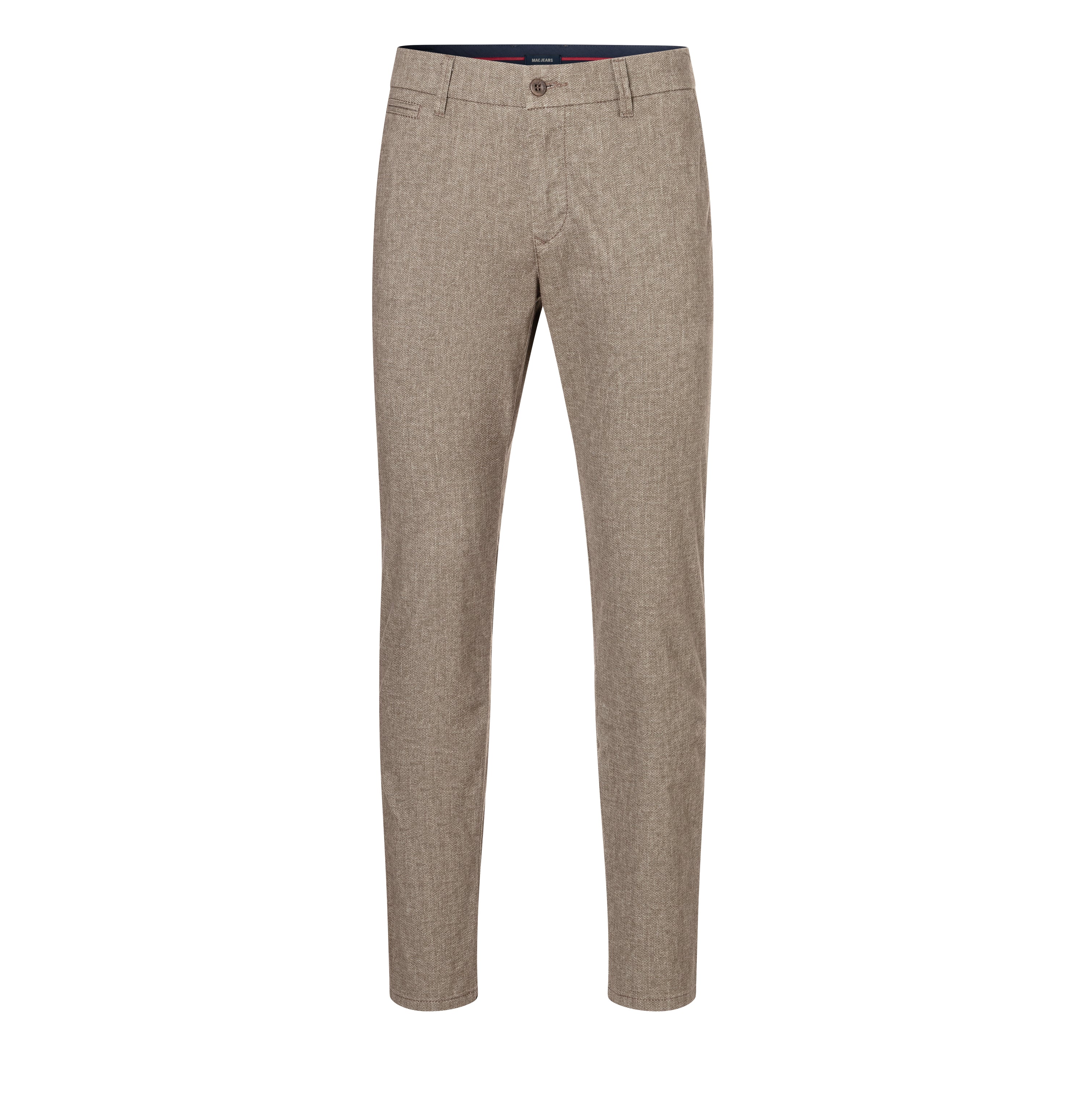 Chino in a finely patterned flannel material. | Lennox | clay printed | Front view of bust