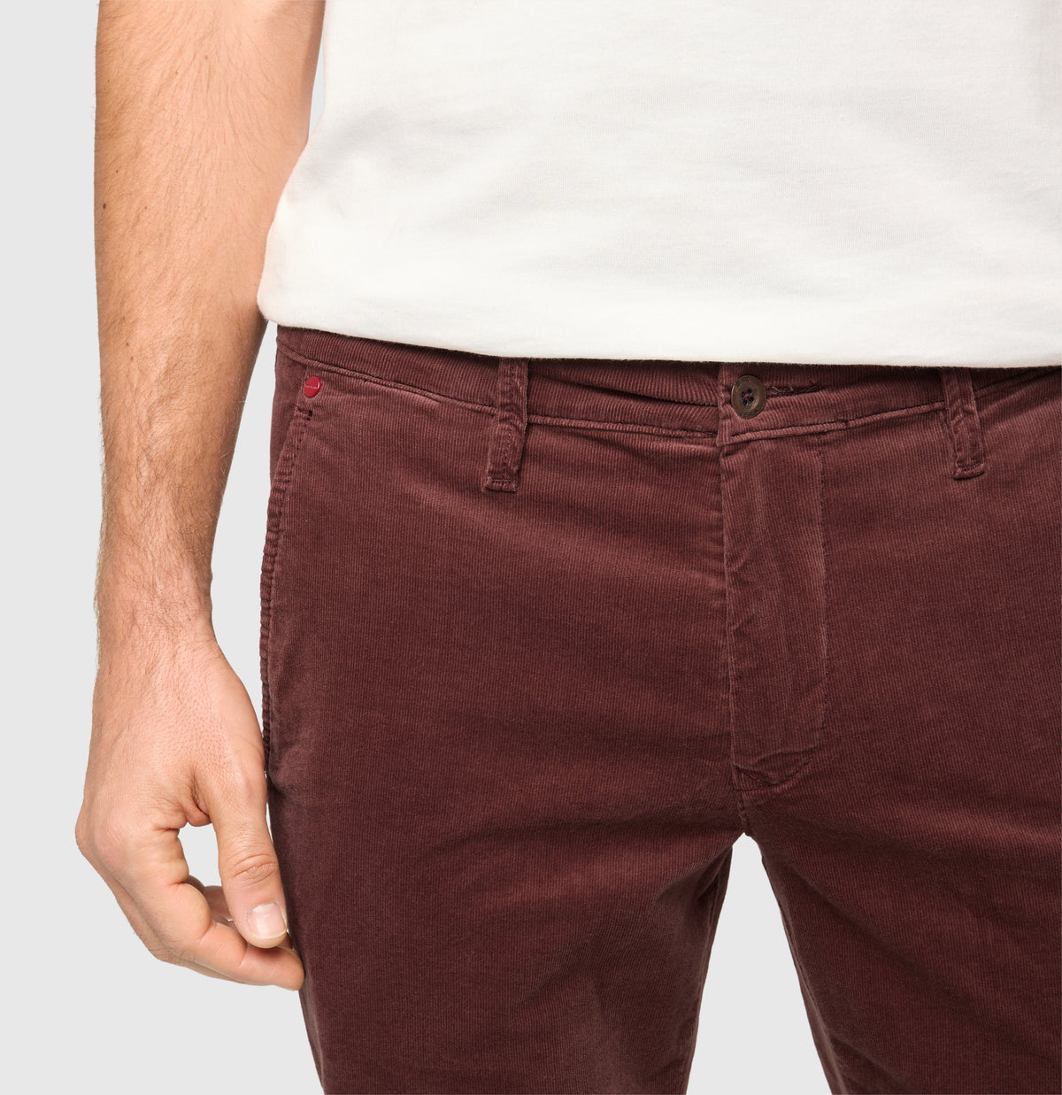Driver chinos made of soft, fine corduroy. | Driver Pants | bordeaux | Detailed view 3 of model