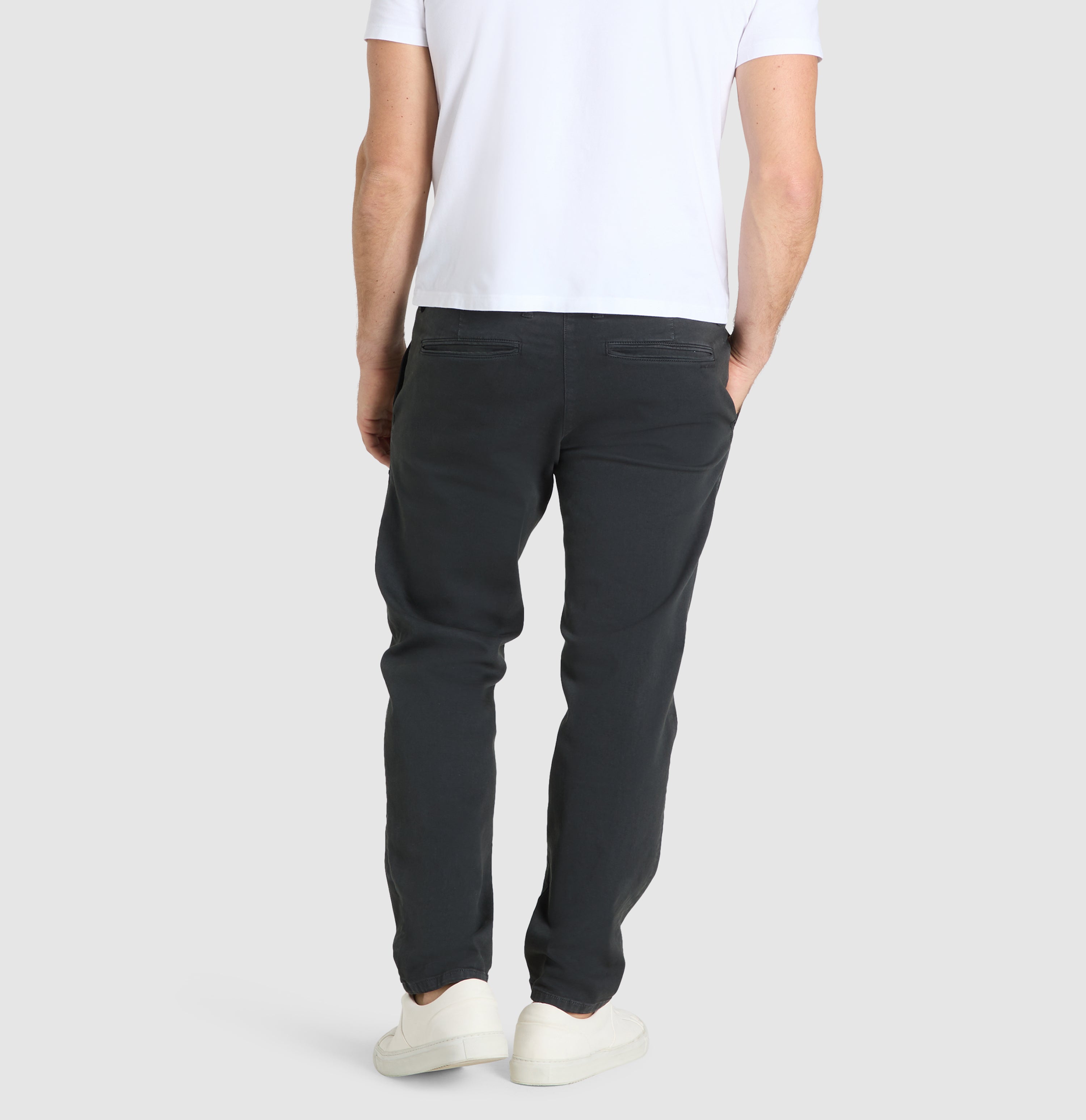 Flexible ultimate driver pants in a chino design. | Driver Pants | grey stone | Back view of model
