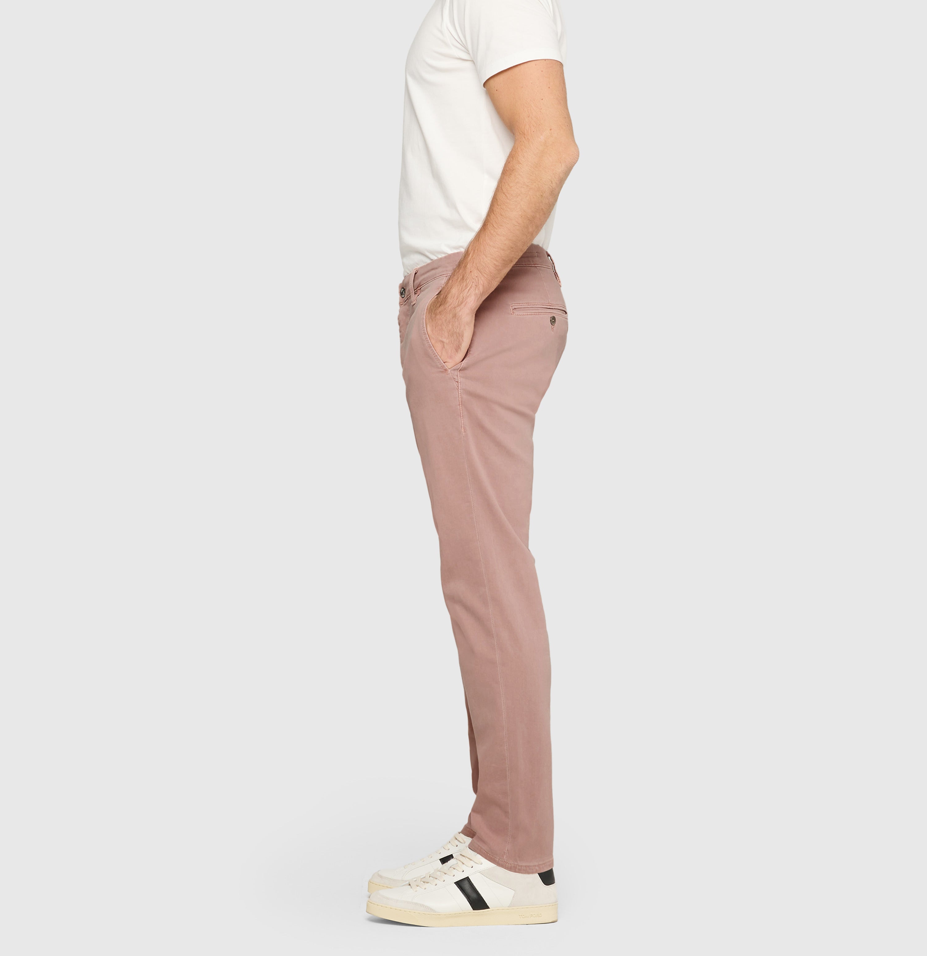 Ultimate driver pants in a chino design. | Driver Pants | ash rose | Side view of model
