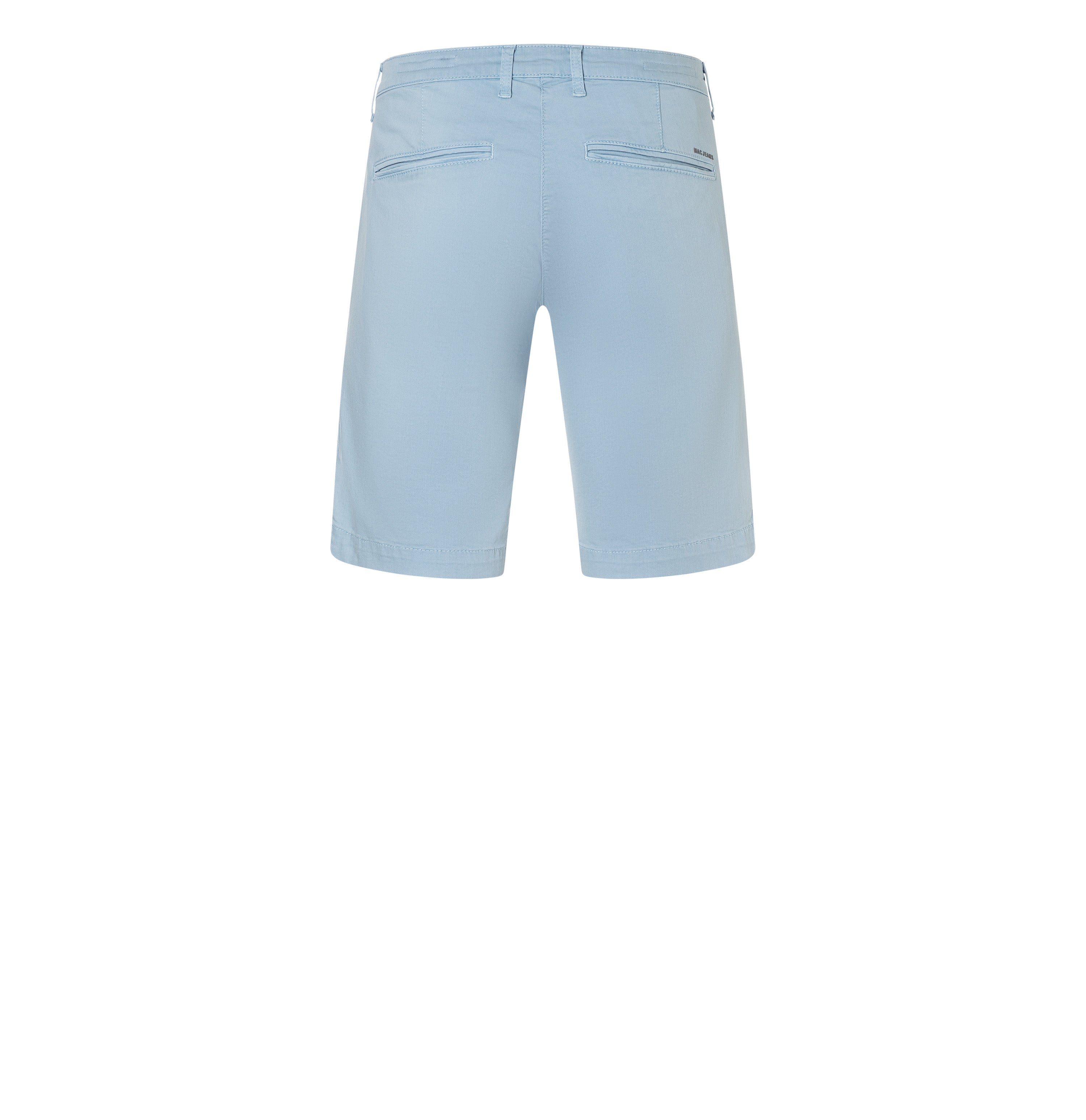 Light, chino style ultimate driver shorts. | Driver Short | blue fog | Back view of bust