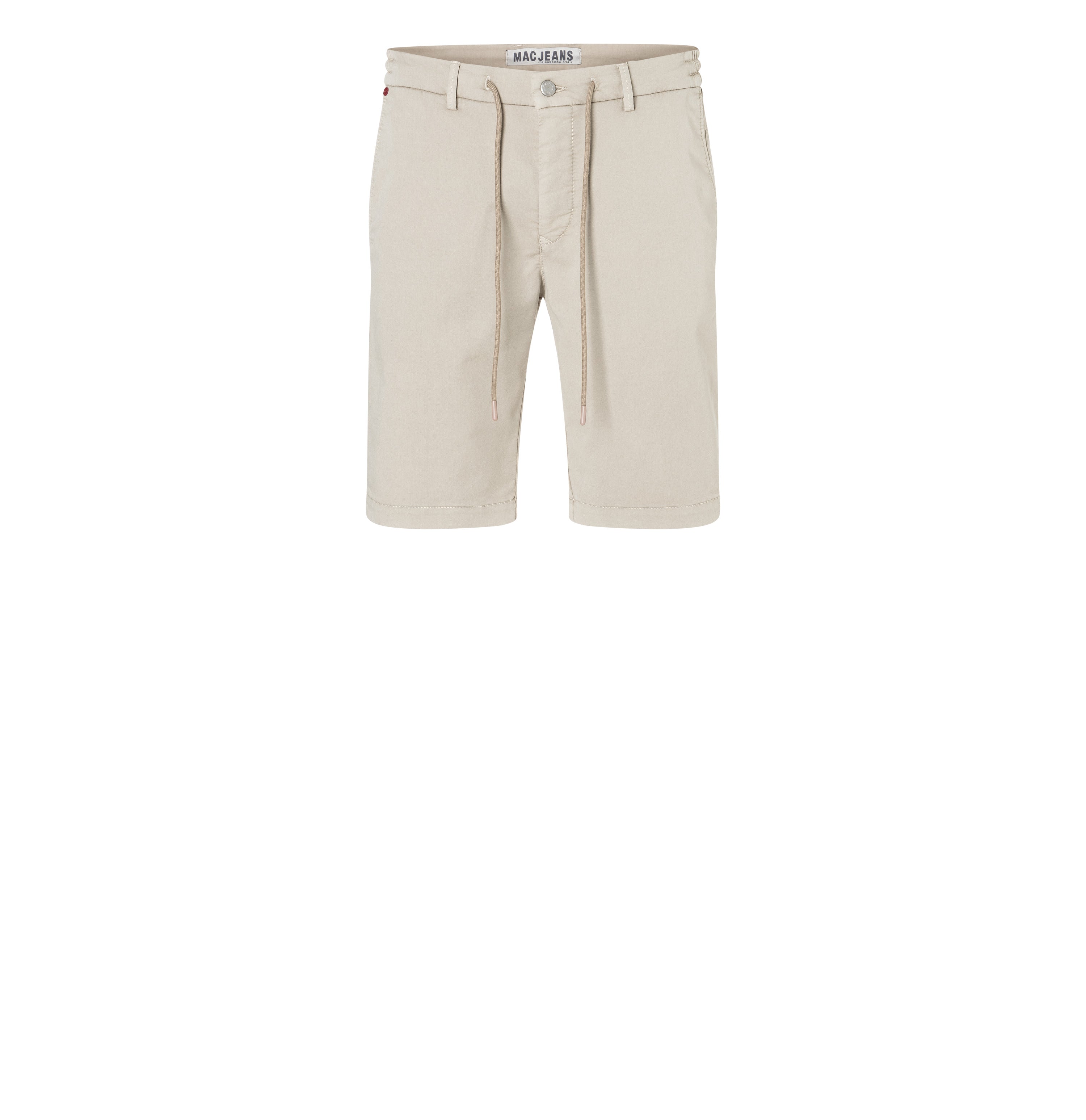 Chino Bermuda made of light sweat denim. | Jog´n Short | smoothly beige | Front view of bust