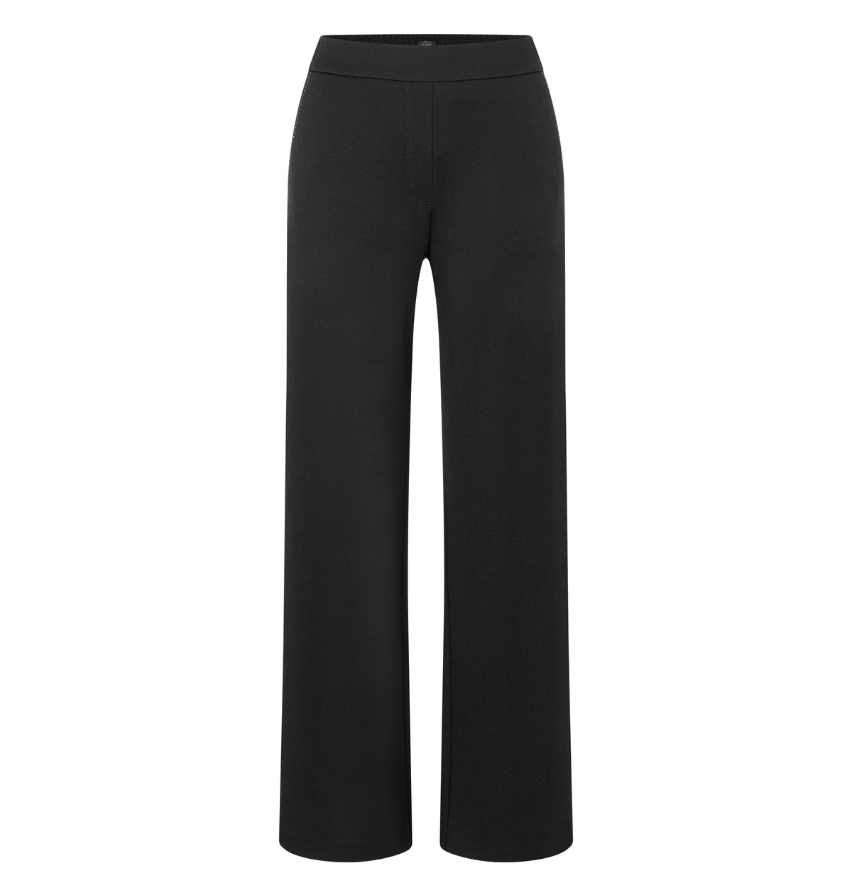 Wide jersey trousers with rhinestones. | CHIARA glam | black | Front view of bust