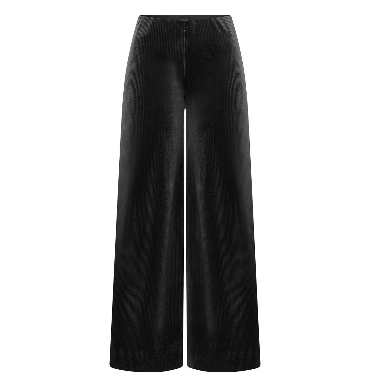 Jersey corduroy trousers with a clean look. | WIDE CLEAN | black | Front view of bust