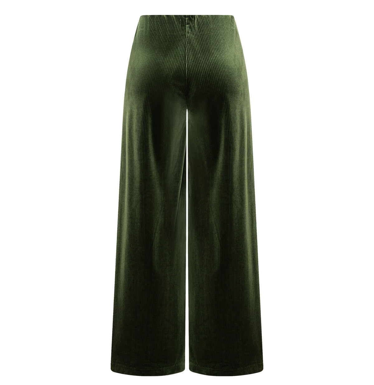 Jersey corduroy trousers with a clean look. | WIDE CLEAN | forest | Back view of bust