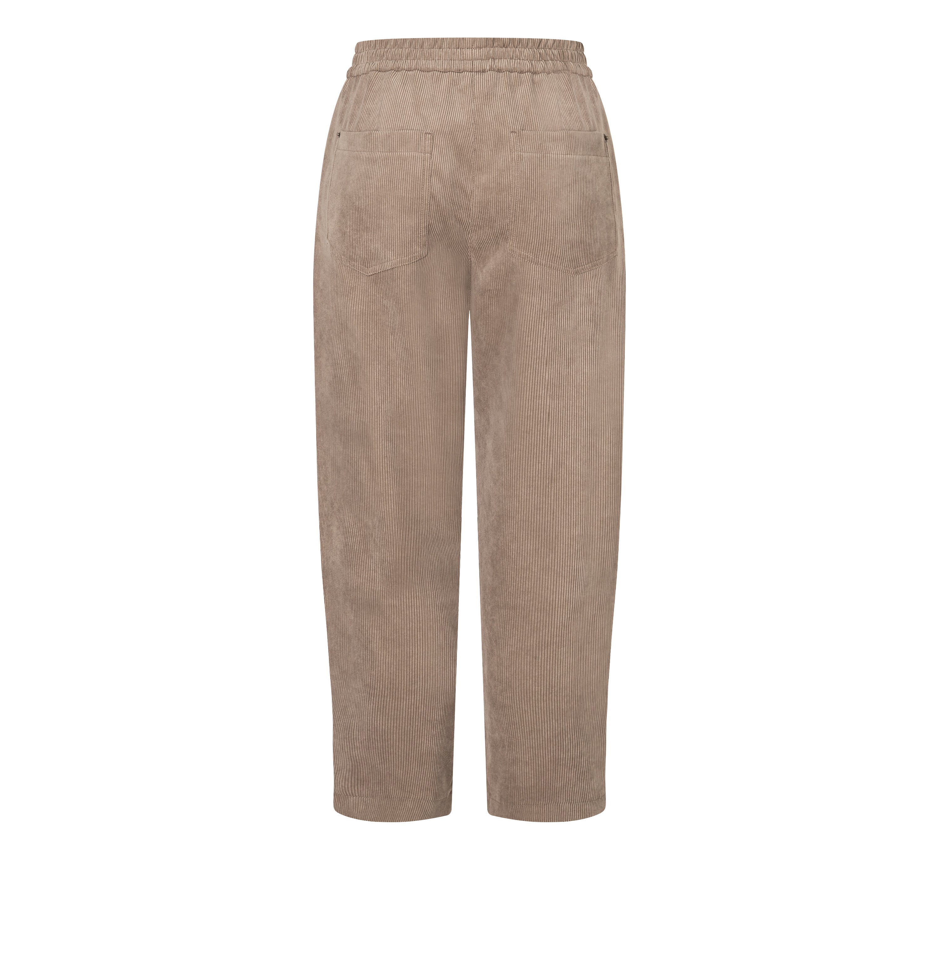Relaxed trousers made of flowing corduroy. | EVA 2.3 | oxide brown | Back view of bust